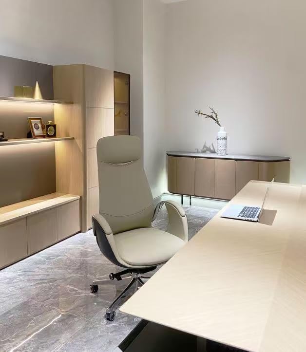 TOMU Top Grain Genuine Leather Executive Office Chair Brown, Luxury Office Chair with Aluminum Sturdy Base, High Back Ergonomic Boss Chair for Long Hours, Reclining and Rolling smoothly, (Brown) - Customer Photo 1