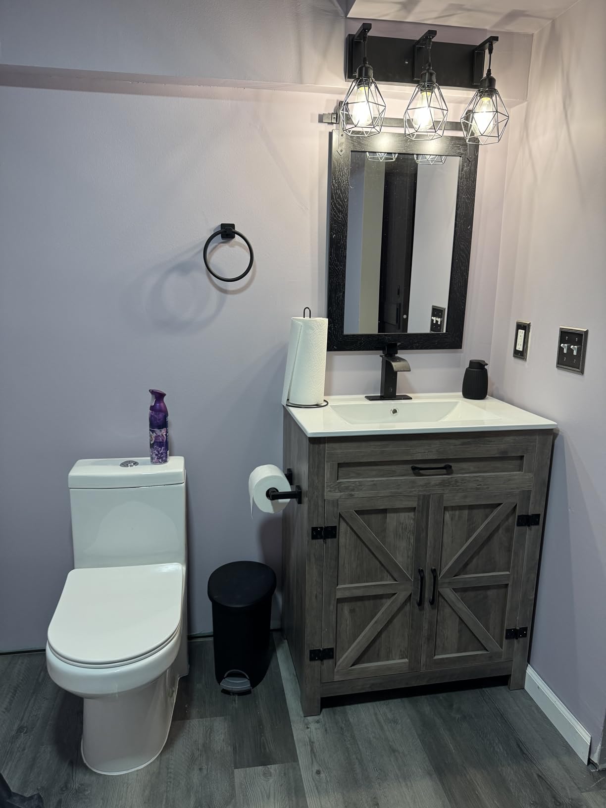 VINGLI Fluted Bathroom Vanity with Ceramic Sink, Bathroom Vanity Cabinet with 2 Doors, 24 Inch Restroom Sink Cabinet Combo, Mid-Century Modern Floor Storage Cupboard w/U Shape Shelf Walnut Customer Review VINGLI Fluted Bathroom Vanity with Ceramic Sink, Bathroom Vanity Cabinet with 2 Doors, 24 Inch Restroom Sink Cabinet Combo, Mid-Century Modern Floor Storage Cupboard w/U Shape Shelf Walnut - Customer Photo 1