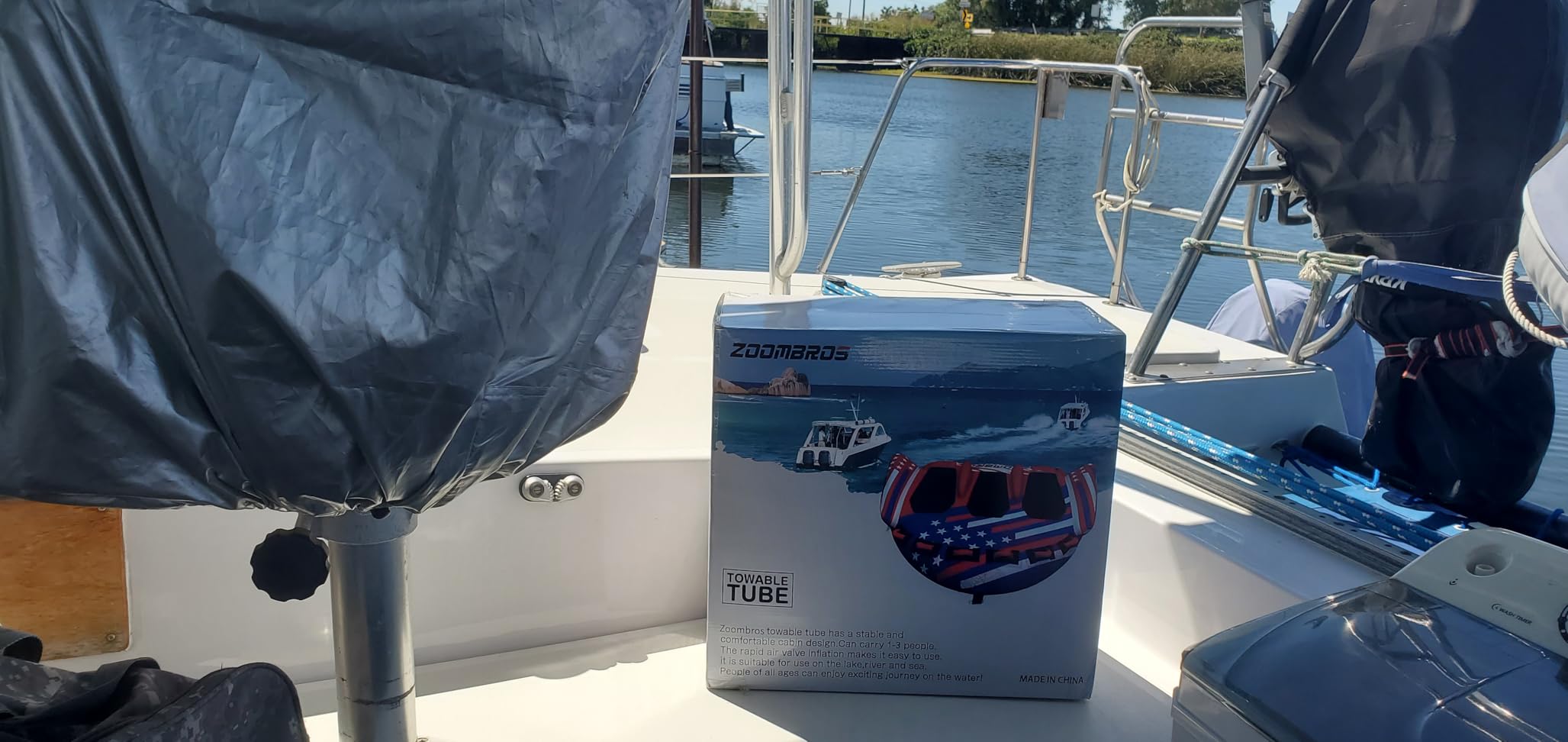 ZOOMBROS Towable Tubes for Boating 2-3 Person, Water Tubes for Boats to Pull, Safety Inflatable Boat Tubes and Towables, Water Sport Towables with Drainage, Quick Connector and Wings - Customer Photo 3