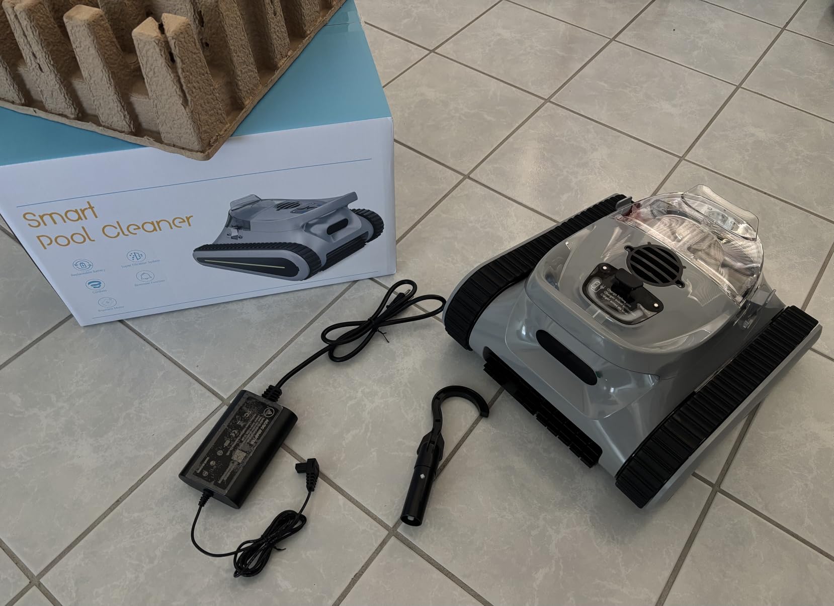Cordless Robotic Pool Cleaner -Pool Vacuum 180W Brushless Motor, 45,000Pa Suction, Wall Climbing, Sonar Navigation, 3 Modes Automatic Pool Robot for Inground & Above-Ground Pools Up to 2150 Sq. Ft. - Customer Photo 1