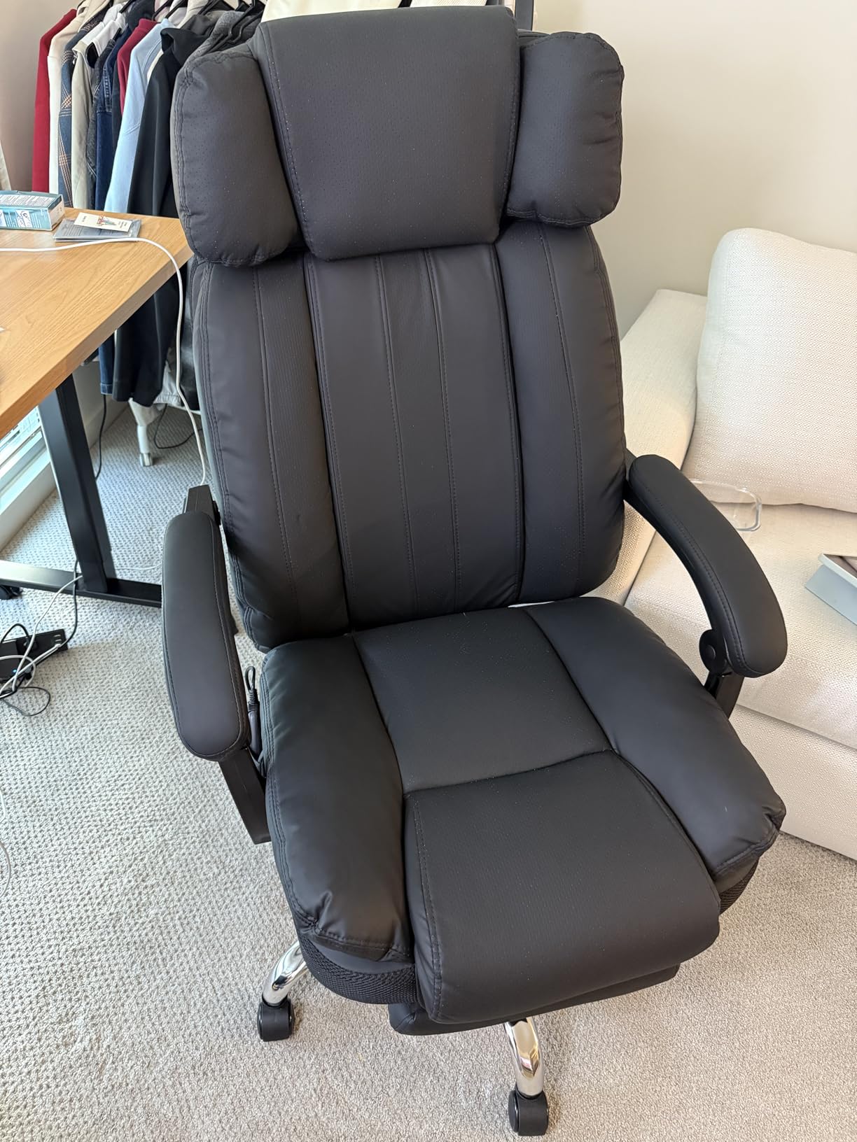 Massage Office Chair with Heat and 8 Vibration Points Big and Tall Executive Office Chair with Adjustable Headrest, Extra Wide Seat, Footrest, Padded Armrests, Reclining High Backrest - Customer Photo 2