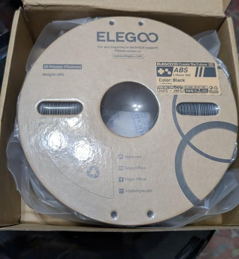 ELEGOO ABS Filament 1.75mm Black 1KG, Heat Resistant 3D Printer Filament High Toughness & Impact Resistance, 1kg spooll(2.2lbs) Fits for Most FDM Printer - Customer Photo 2