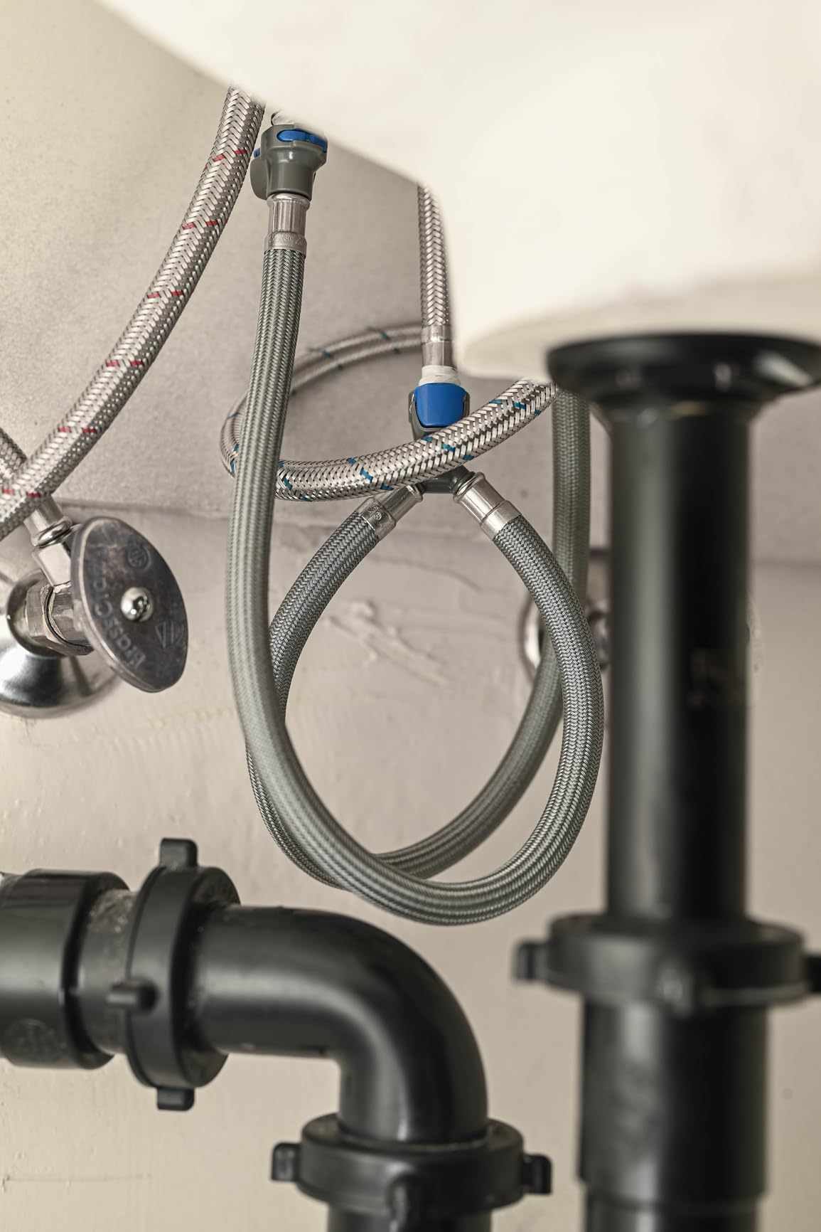 Quick Connect Faucet Hose Replacement, 16 Inch Hot & Cold Water Supply Lines for Widespread Faucet, Bathroom 3 Holes Faucet Water Mixer Line with Fast Lock Customer Review Quick Connect Faucet Hose Replacement, 16 Inch Hot & Cold Water Supply Lines for Widespread Faucet, Bathroom 3 Holes Faucet Water Mixer Line with Fast Lock - Customer Photo 1