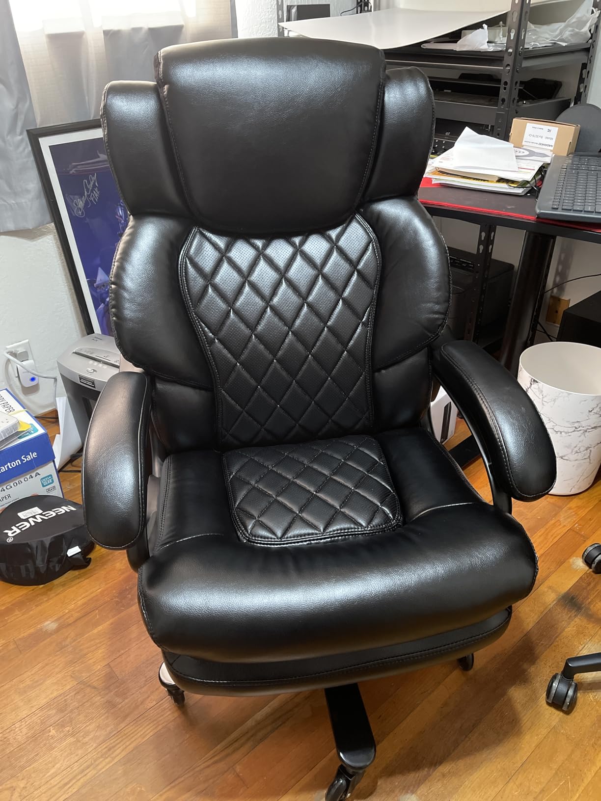 800lbs Big and Tall Office Chair, Executive Chair with Adjustable Headrest, High Back Extra Wide Seat, Heavy Duty PU Leather for Home Office, Comfortable Large Computer Desk Chair - Customer Photo 1