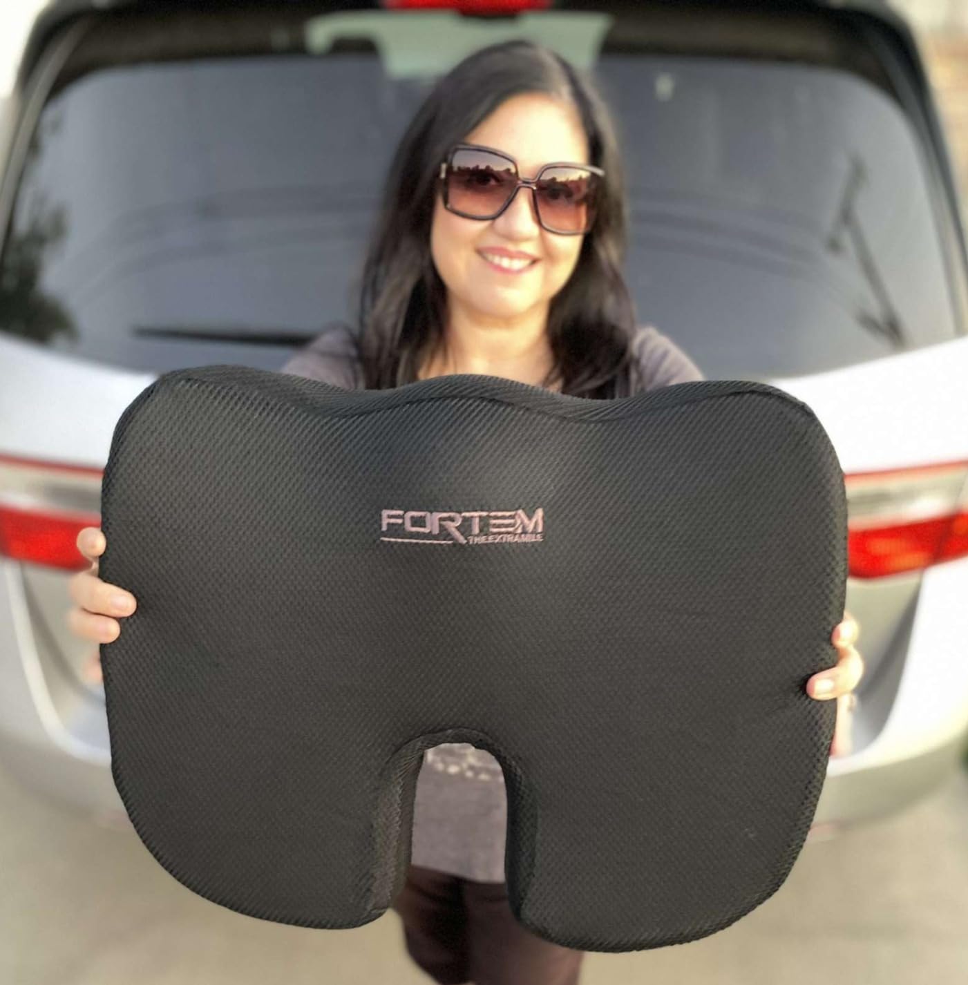 FORTEM Office Chair Cushion, Memory Foam Seat Cushion, Non Slip Sitting Pillow for Gaming, Car Seat, Computer Chair Pad, Sciatica and Tailbone Support, Washable Cover - Customer Photo 2