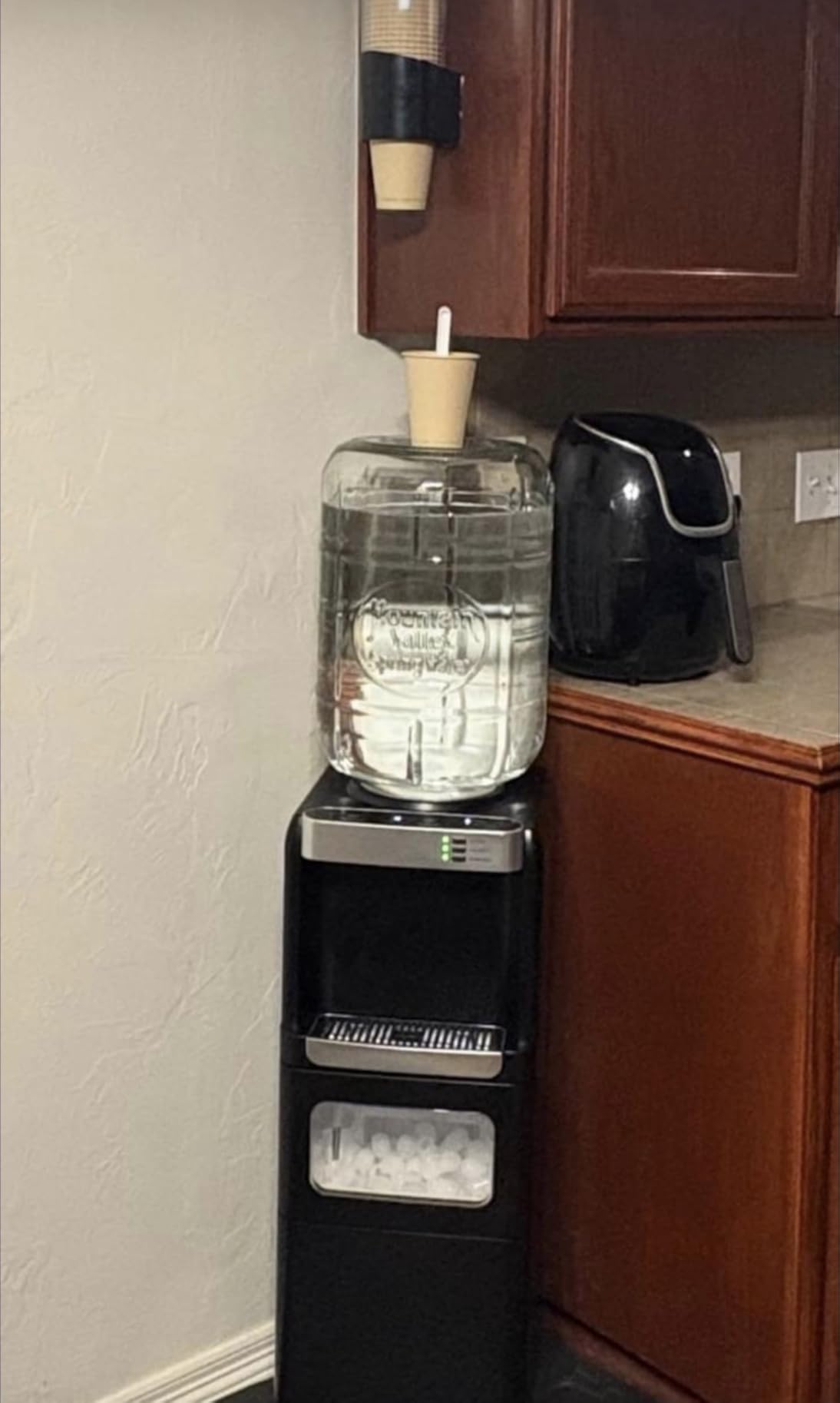 Water Dispenser with Ice Maker Function, Top Loading Hot and Cold Water Cooler for 5 Gallon Bottle - Includes Child Safety Lock - Water Machine for Home, Office, Garage - Black - Customer Photo 1