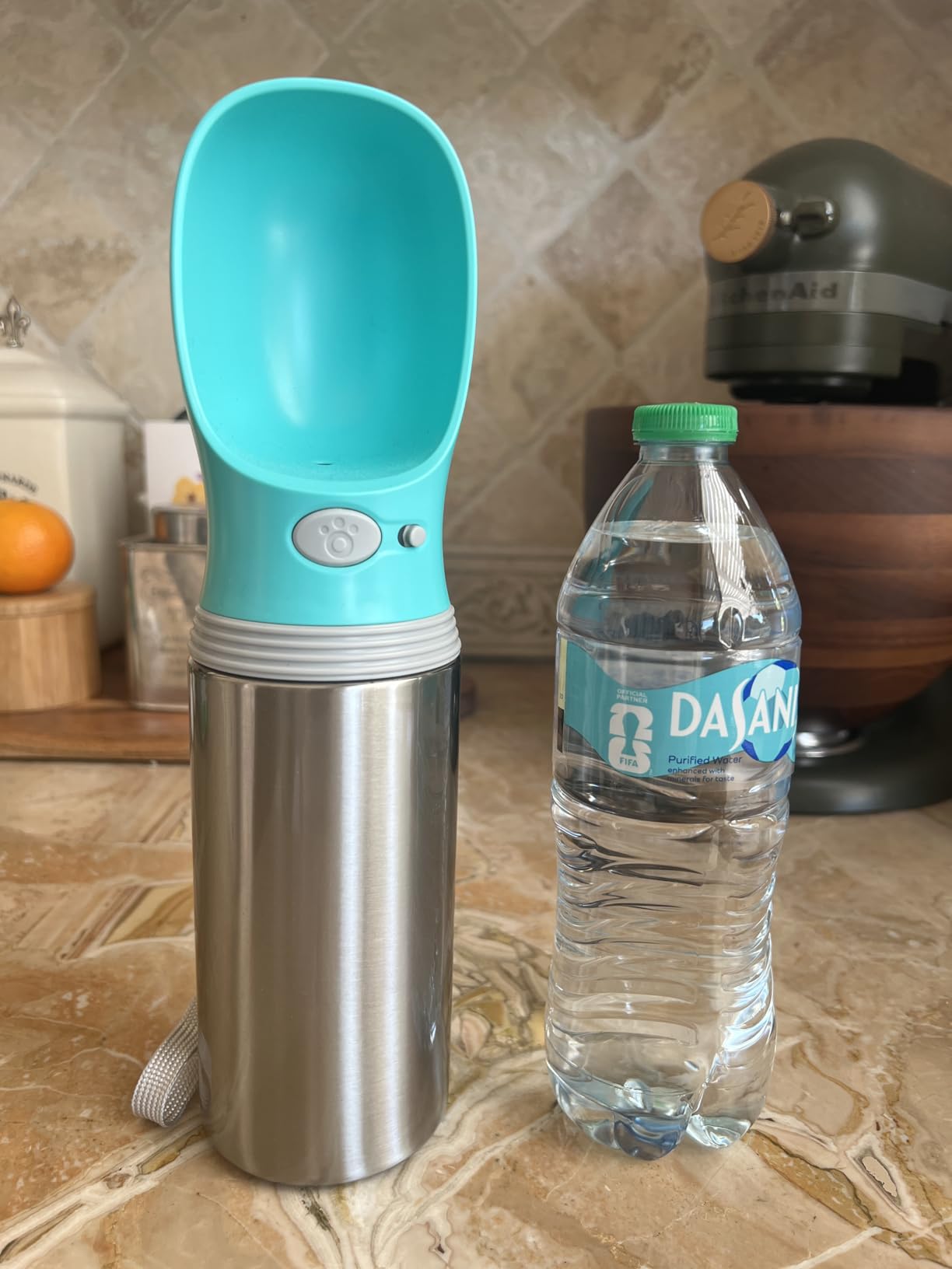 Portable Dog Water Bottle, 14 OZ, Stainless Steel Leak Proof Puppy Water Dispenser with Drinking Feeder for Pets Travel, Walking, Hiking and Outdoor Activities - Customer Photo 1