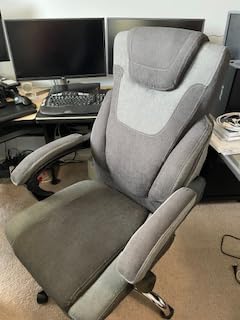 Massage Office Chair with Footrest,6-Point Vibration & Heat Executive Office Chairs,Big and Tall Fabric Office Chair 500LBS,Ergonomic Desk Chair for Heavy People,Recliner with Padded Armrest,Blackgrey - Customer Photo 2