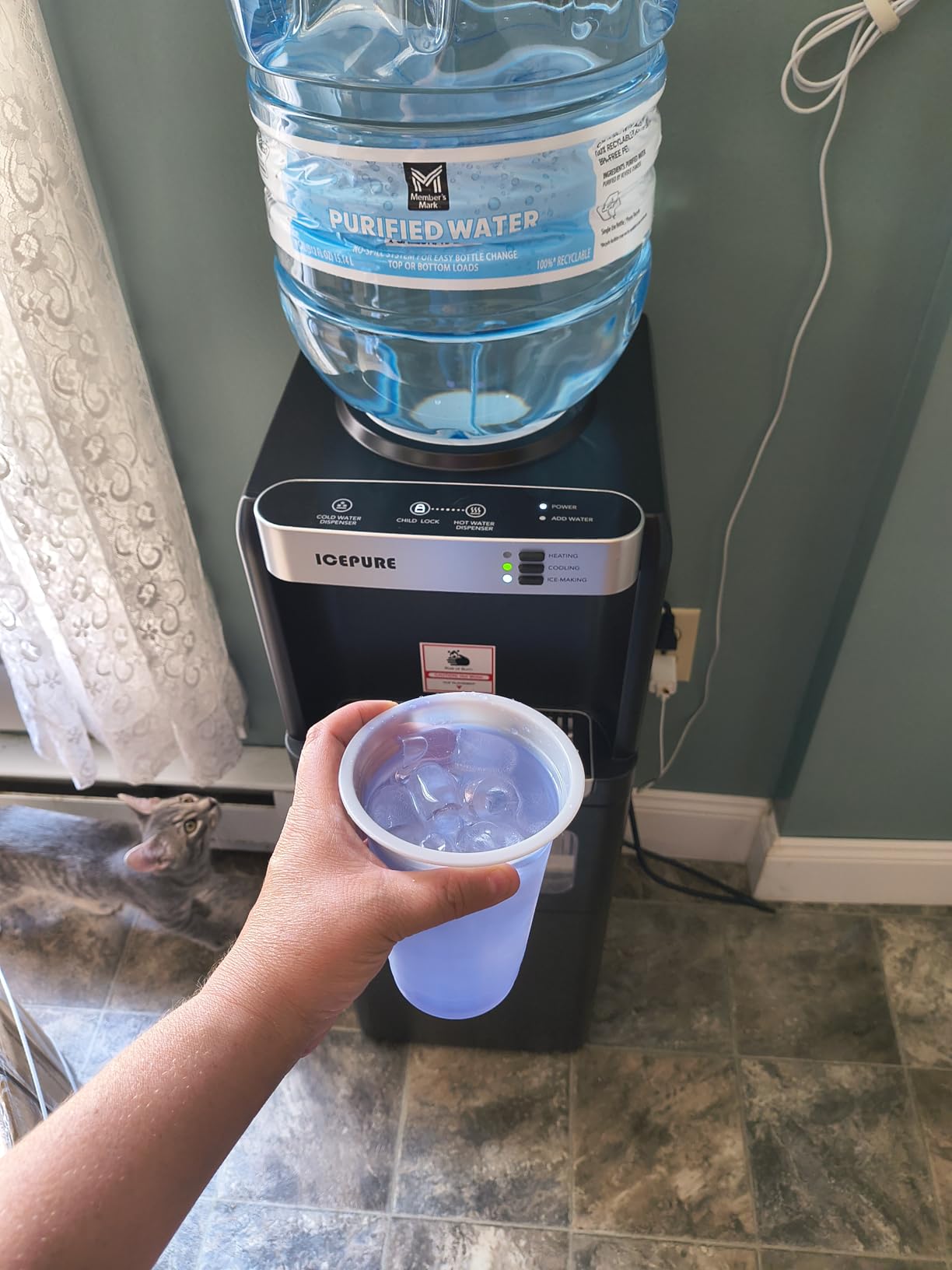 ICEPURE 3-in-1 Water Dispenser with Built-in Ice Maker, Water Cooler Dispenser for 5 Gallon Bottle Top Loading, Hot and Cold Water Dispenser with Child Lock for Home and Office, 33lbs/24H - Customer Photo 1