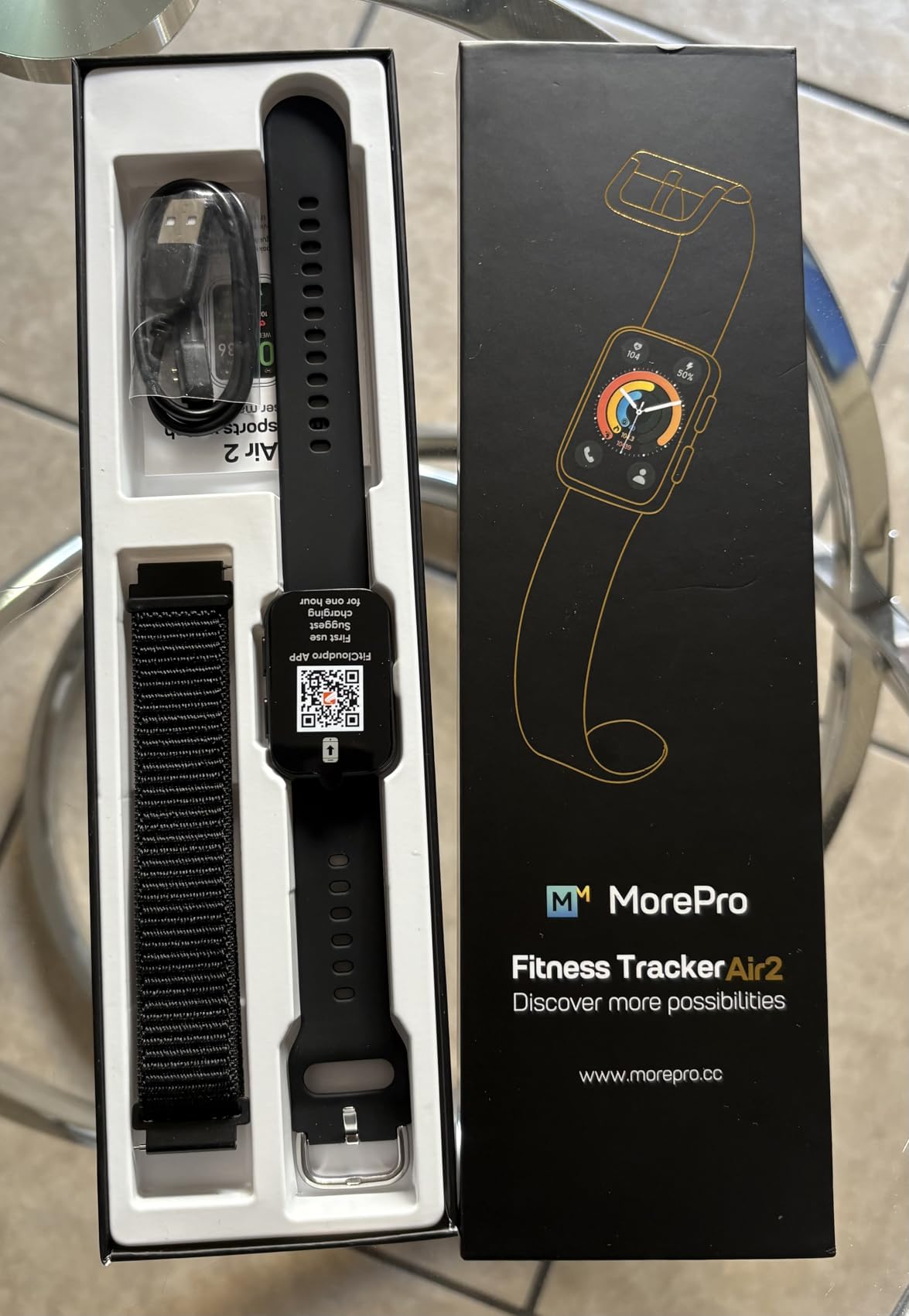 MorePro Health Fitness Tracker with Blood oxy-gen Monitor and 24/7 Heart Rate and Blood Pressure, Sleep Monitor, 120+ Sport Modes Waterproof Fitness Watch for Women Men Android iOS, Black - Customer Photo 1