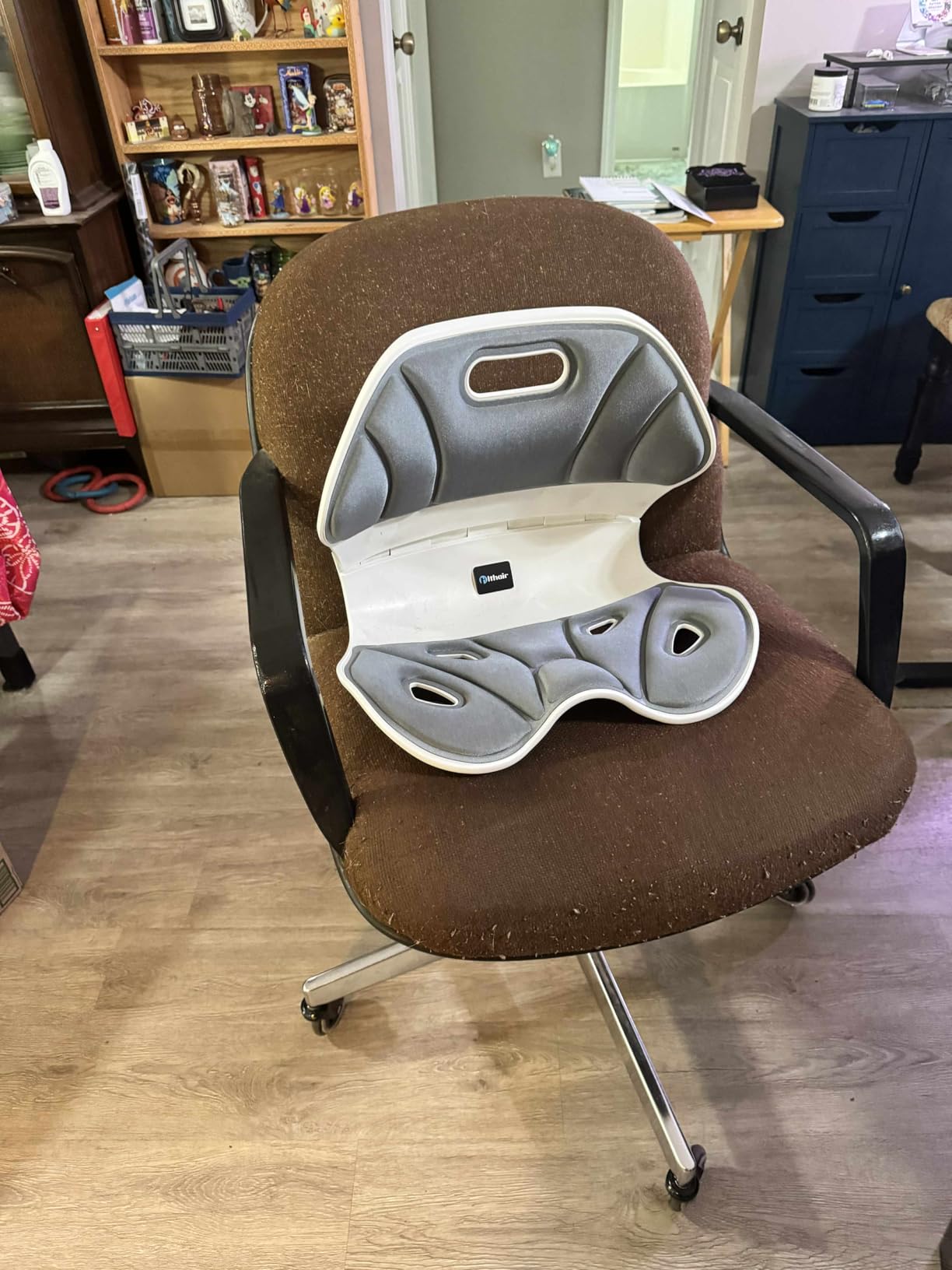 Ergonomic Back Support for Office Chair - Lumbar Support Posture Corrector for Women, Chair Back Support for Floor Seat, Perfect for Home, Work, Car, Lower Back Pain Relief Gray - Customer Photo 4