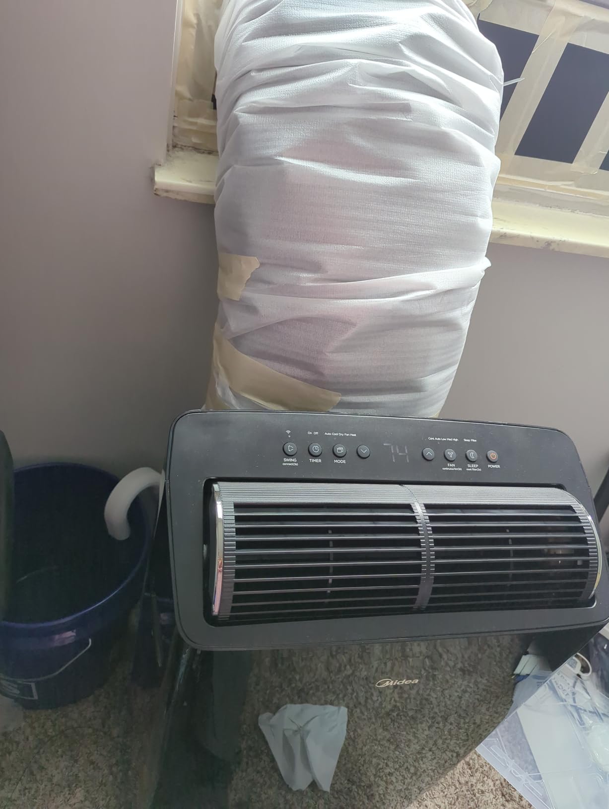 Midea Duo 14,000 BTU (12,000 BTU SACC) High Efficiency Inverter Ultra Quiet Portable Air Conditioner, with Heat up to 550 Sq. Ft., Works with Alexa/Google Assistant, with Remote Control & Window Kit Customer Review Midea Duo 14,000 BTU (12,000 BTU SACC) High Efficiency Inverter Ultra Quiet Portable Air Conditioner, with Heat up to 550 Sq. Ft., Works with Alexa/Google Assistant, with Remote Control & Window Kit - Customer Photo 2