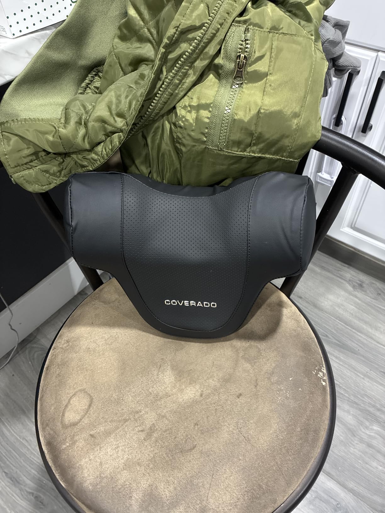 Coverado Lumbar Support Pillow for Car, Ergonomic Memory Foam Back Pillow for Office Chair, New Back Cushion for Pain Relief, PU Leather Car Lumbar Support for Driving Seat - BK - Customer Photo 2