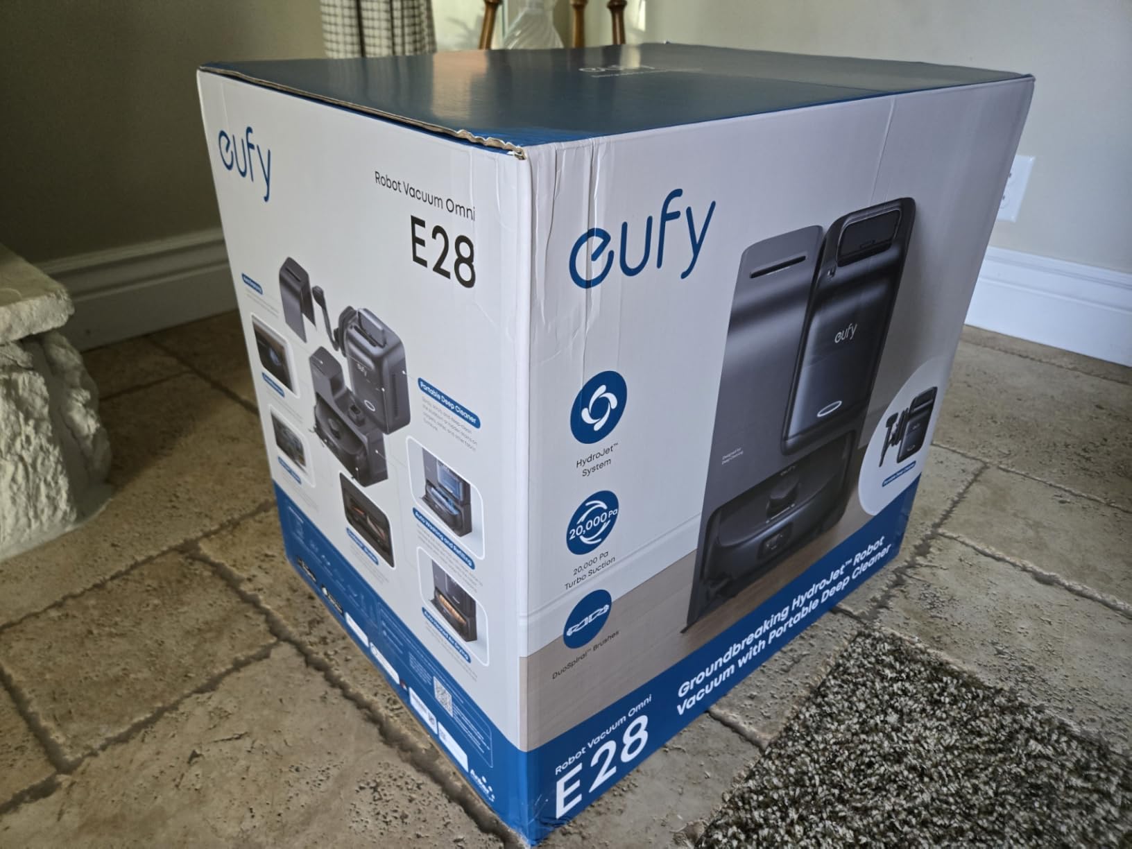 eufy Robot Vacuum E28, Portable Deep Cleaner for Carpet, HydroJet System with Roller Mop, All-in-One Robot Vacuum and Mop Combo, 20,000 Pa Suction, Zero-Tangling, Corner-to-Edge Cleaning (Upgraded) - Customer Photo 2