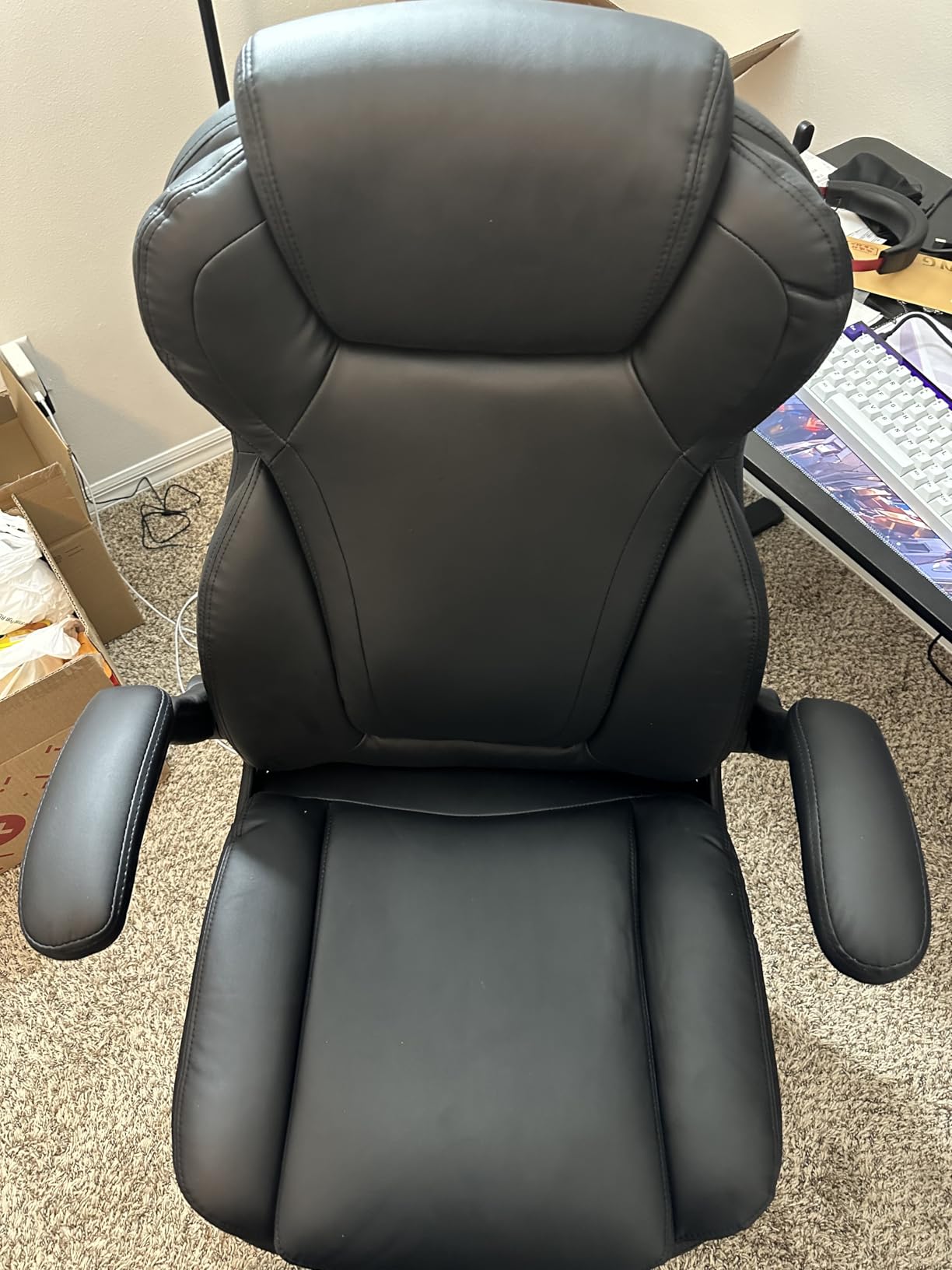 500LBS Big and Tall Fabric Office Chair for Heavy People, Ergonomic Heavy Duty Desk Chair with Large Seat, Breathable Gaming Chair, Double Cushion & Flip-Up Armrests & Adjustable Height, Greycloth - Customer Photo 2