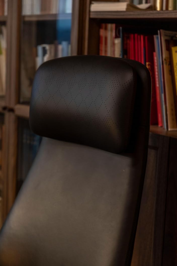 TOMU Executive Office Chair with Foot Rest, Top Grain Genuine Leather Office Chair, Ergonomic High Back Design. Real Leather, Wheels, Alumium Base. Padded Armrest, Luxury and Comfy (Beige) - Customer Photo 2