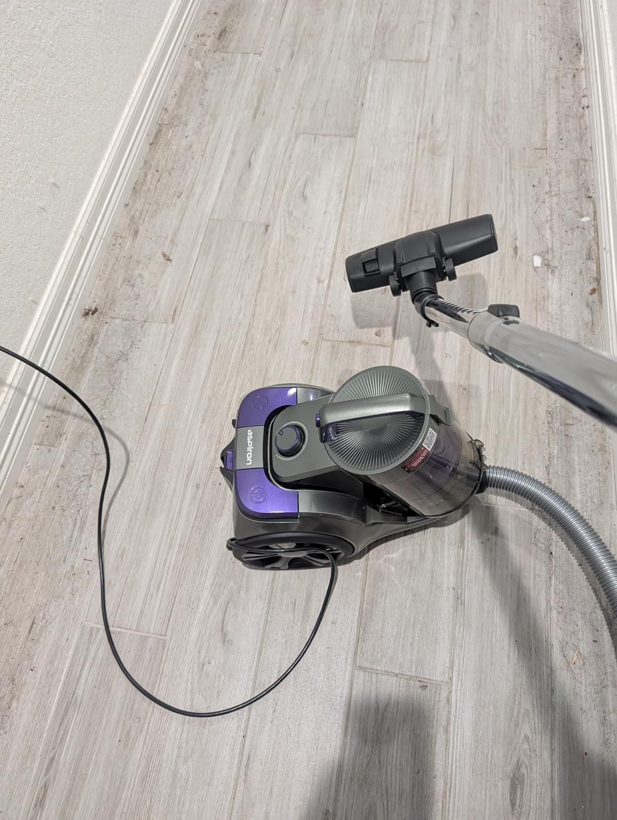 1700W Canister Vacuum Cleaner, 32Kpa Bagless Vacuum Cleaner, Multi-Cyclonic Filtration, 2 Anti-Allergen HEPA Filters, 3.5QT Dust Cup, 4 Tools, Corded Vacuum for Hard Floor, Pet Hair, Navy Blue - Customer Photo 3