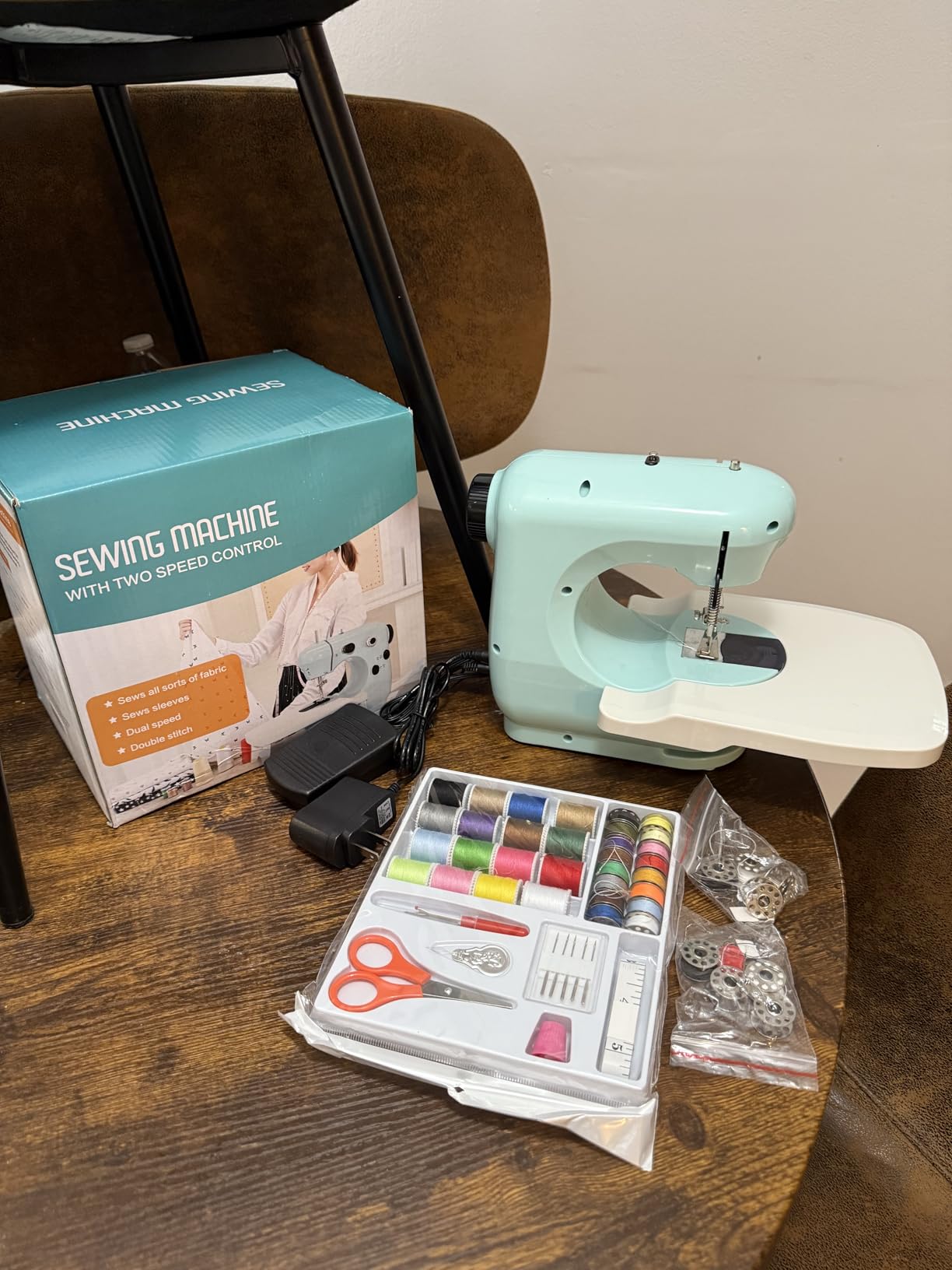 Sewing Machine, Mini Sewing Machines for Beginner with Eco-Friendly Material, Dual Speed Portable Sewing Machines with Extension Table, Light - Easy to Use, Best Gift for Kids and Women - Customer Photo 1