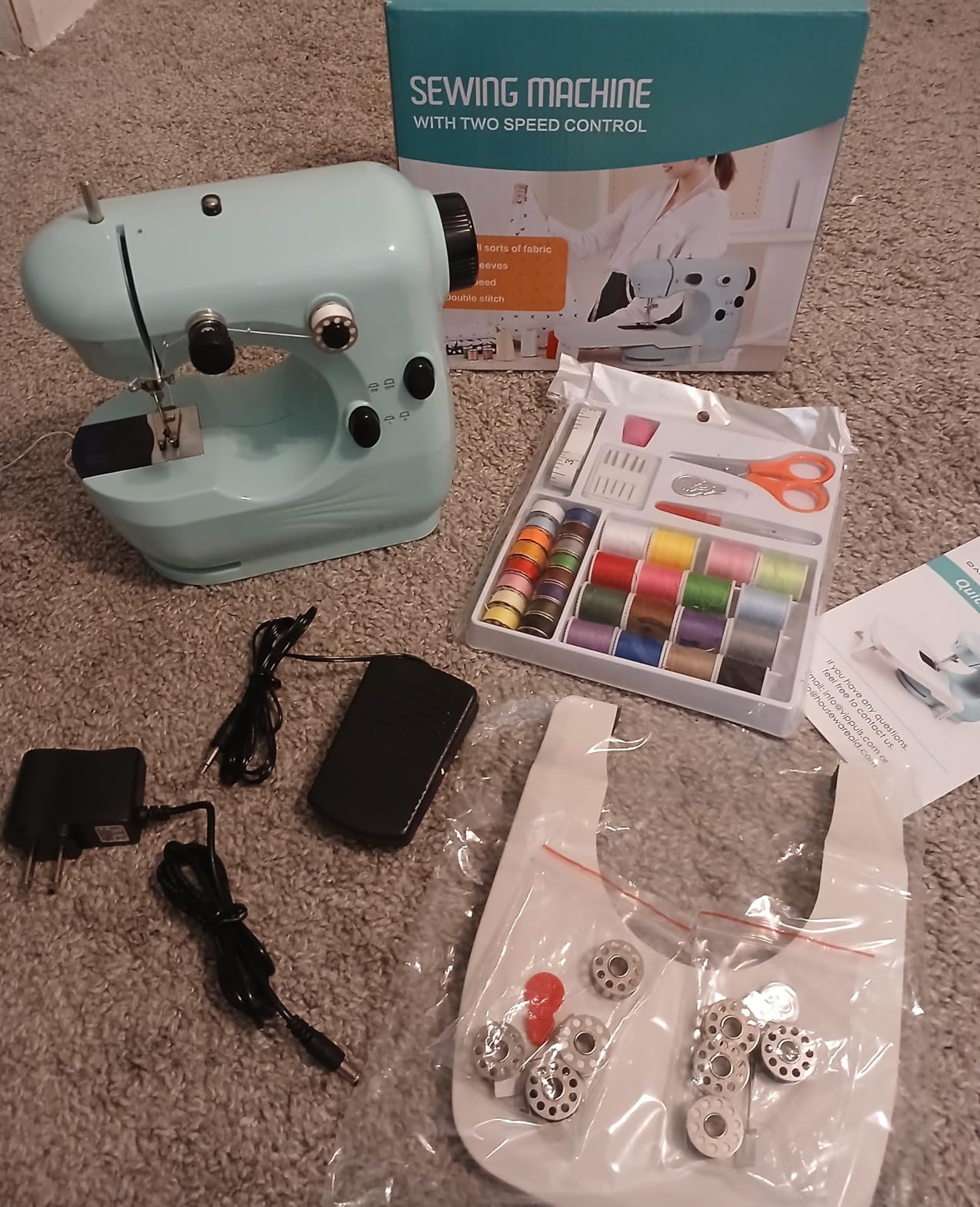 Sewing Machine, Mini Sewing Machines for Beginner with Eco-Friendly Material, Dual Speed Portable Sewing Machines with Extension Table, Light - Easy to Use, Best Gift for Kids and Women - Customer Photo 2