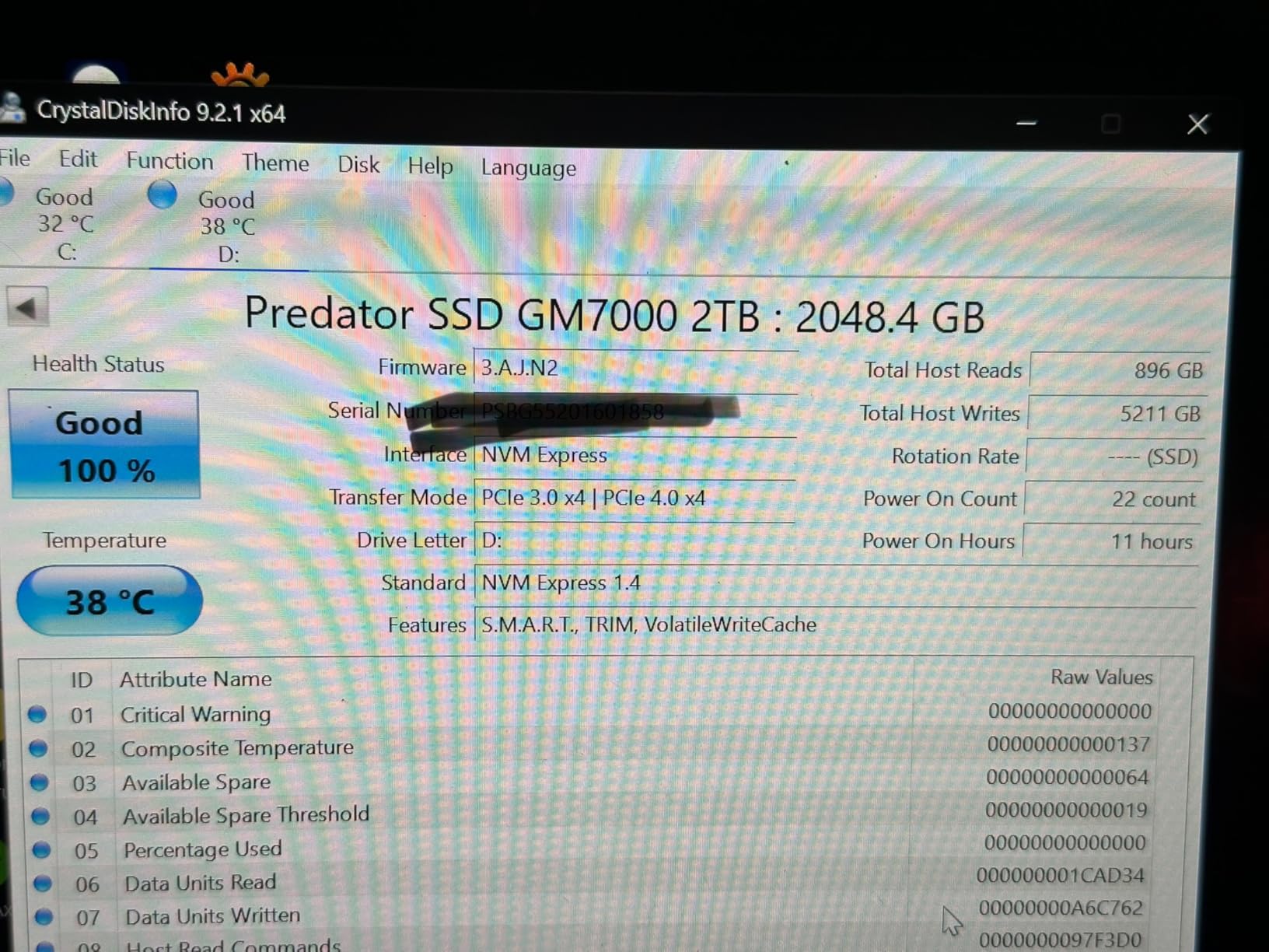 Predator M.2 SSD 2TB GM7000 with DRAM cache NVMe 1.4 2280 PCIe Gen4×4 Ultra high speed (maximum read: 7400MB/s, max write: 6700MB/s) 3D NAND TLC Internal SSD Compatible with PS5 Pro - BL.9BWWR.106 customer photo 1