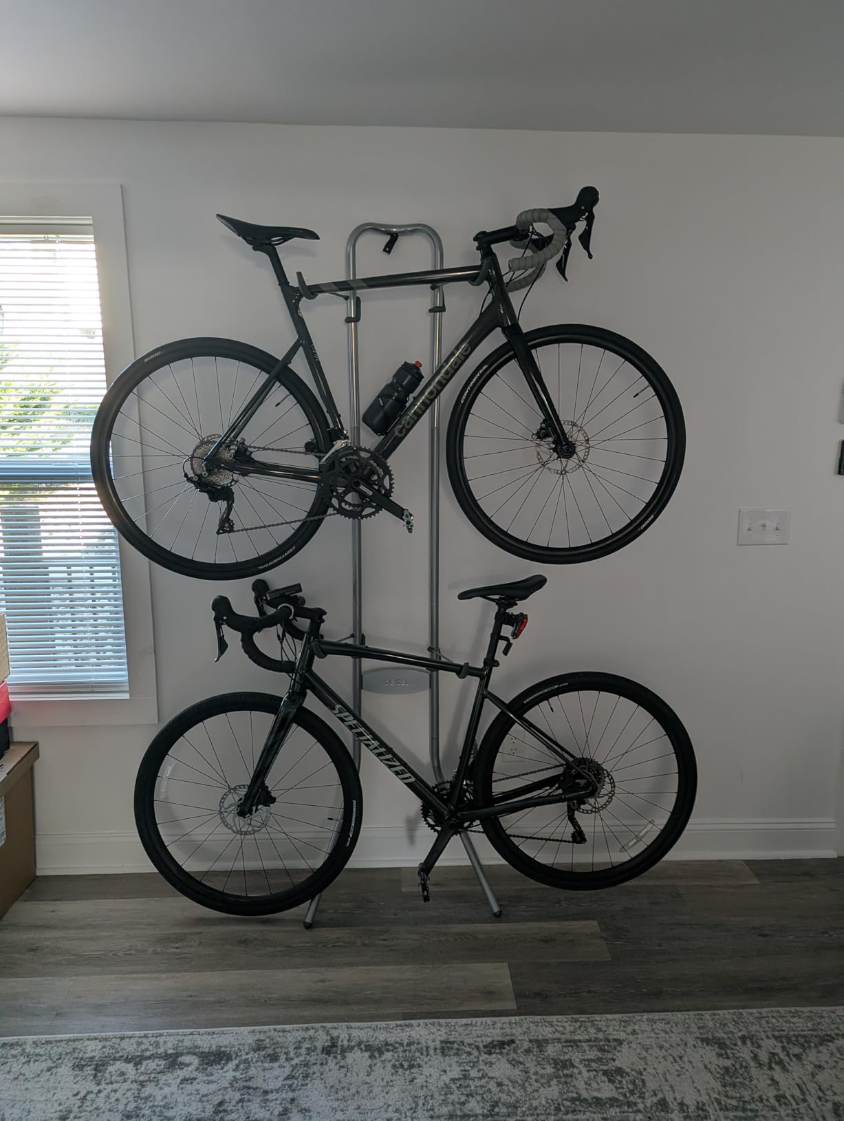 Delta Cycle Michelangelo 2 Bike Storage Rack - Gravity Fully Adjustable Bike Storage Garage For Road, MTB, and Hybrid Bicycles - Vertical Bike Rack Holds Up To 80 lbs customer photo 1