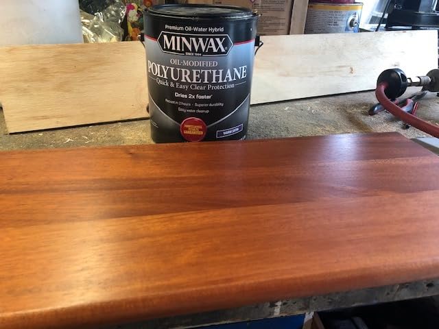 Minwax Water Based Oil-Modified Polyurethane, Warm Satin, Clear, 1 Gallon - Customer Photo 1