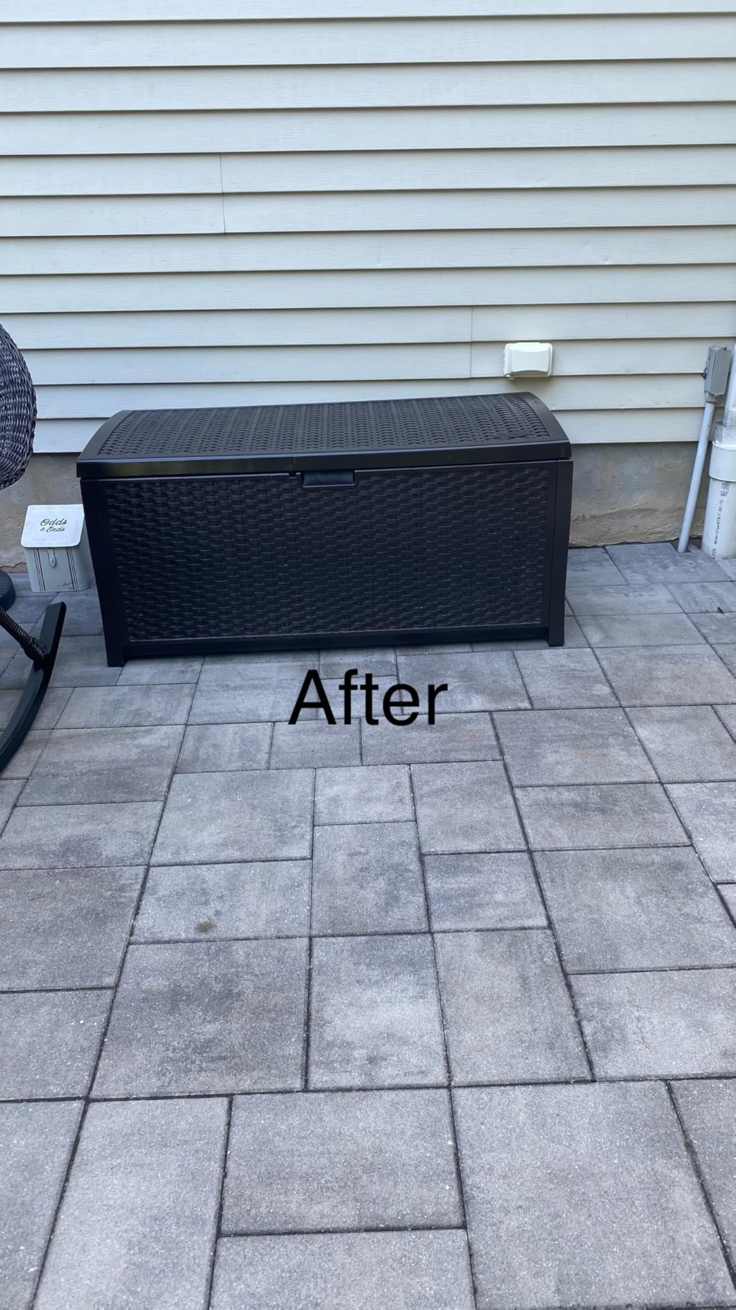 Suncast Outdoor Storage Box - 73 Gallon Mocha Brown Deck Box for Patio, Weather-Resistant Outdoor Storage Bench, Resin Wicker Style, Heavy-Duty, Lockable Lid customer photo 2