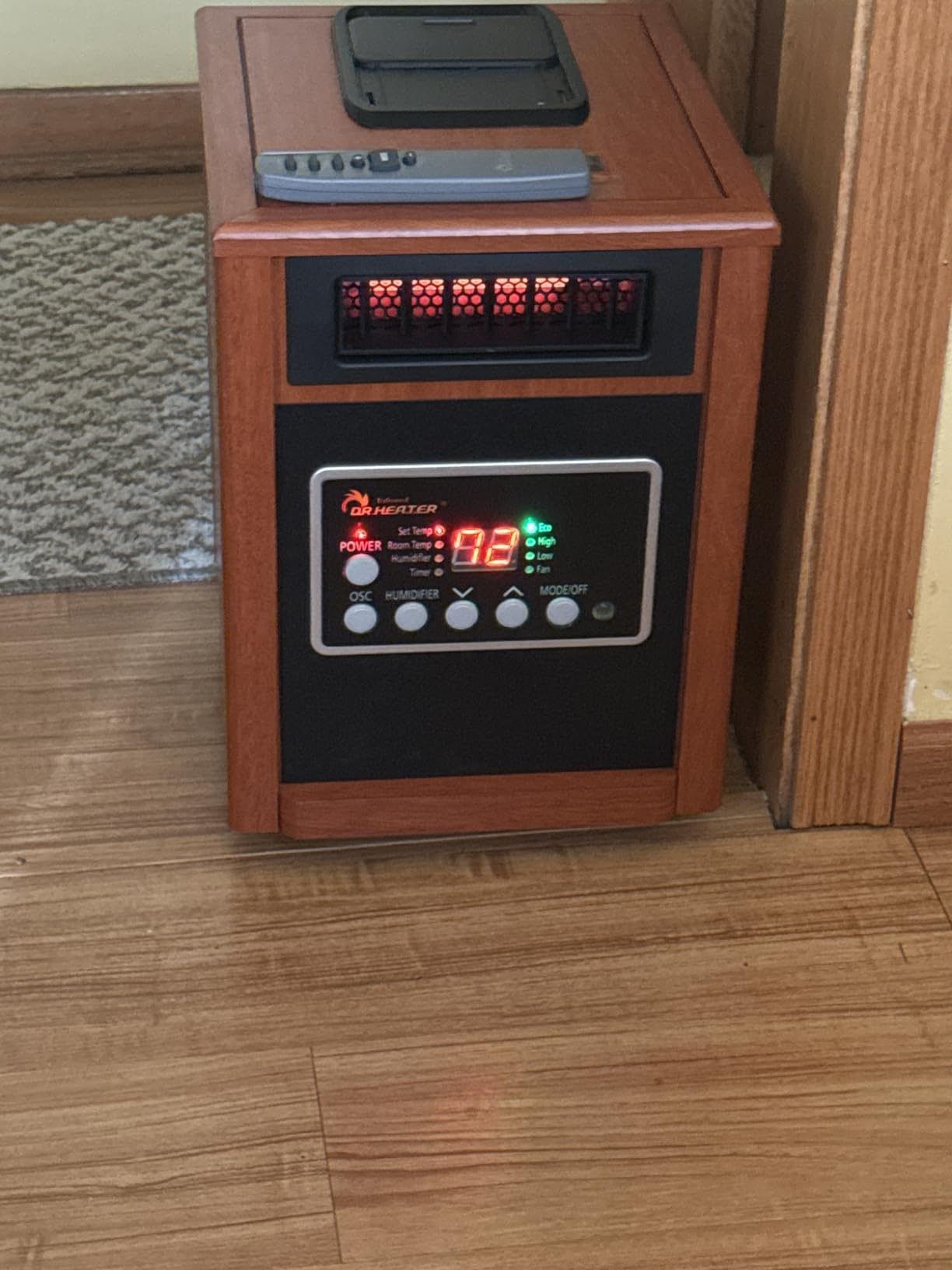 Dr Infrared Heater DR-998, 1500W, Space Heater with Humidifier, Oscillation Fan & Remote Control, Cherry Customer Review Dr Infrared Heater DR-998, 1500W, Space Heater with Humidifier, Oscillation Fan & Remote Control, Cherry - Customer Photo 1