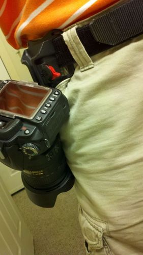 Spider Holster - BlackWidow Camera Holster + Pin - Self locking holster for carrying a light weight camera from any belt! Customer Review Spider Holster - BlackWidow Camera Holster + Pin - Self locking holster for carrying a light weight camera from any belt! - Customer Photo 2