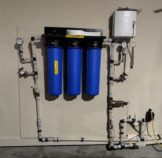 iSpring Commercial-Grade Whole House Water Filter System, Eliminates 99% Chlorine, Sediment, Taste, Odor, 3-Stage 20x4.5-inch Industrial Standard Filters, Model: WGB32B, 1-inch Inlet/Outlet customer photo 2