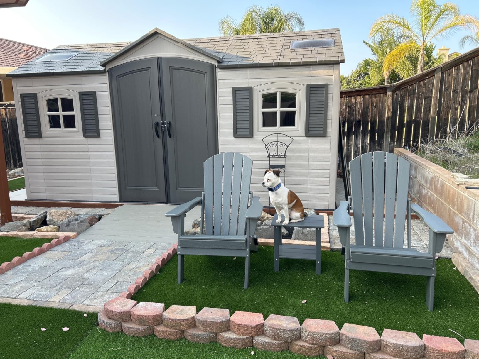 Lifetime 15x8 Ft Dual-Entry Outdoor Storage Shed, Steel-Reinforced, UV-Protected, Weather-Resistant Backyard Garden Shed with Skylights, Windows & Shelving, Desert Sand customer photo 2