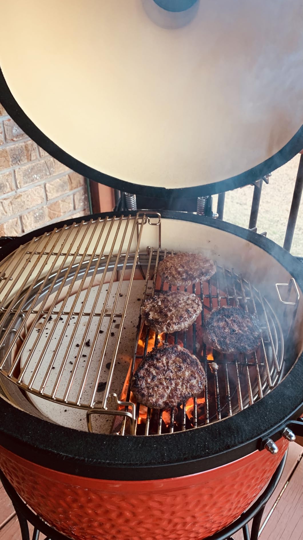 Kamado Joe Classic Joe I Premium 18-inch Ceramic Charcoal Grill and Smoker in Red with Cart, Side Shelves, Grill Gripper, and Ash Tool. 250 Cooking Square Inches, 2 Tier Cooking System, Model KJ23RH customer photo 1