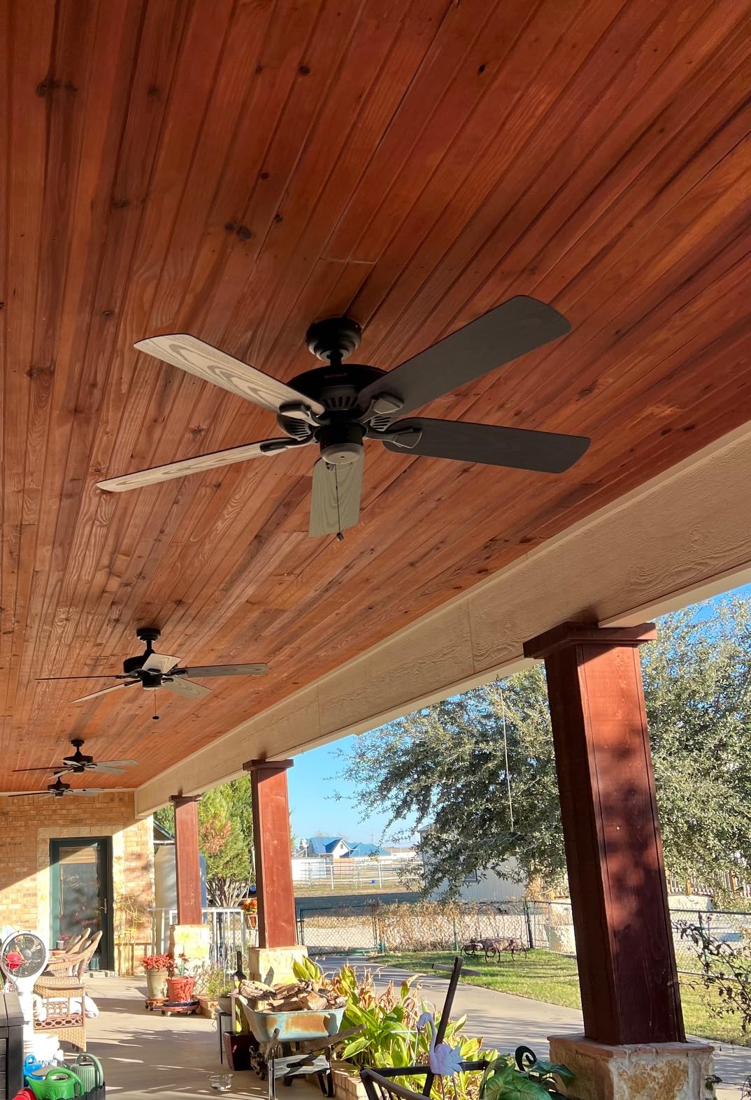 Honeywell Ceiling Fans Belmar 52 Inch Ceiling Fan Without Light, Outdoor Ceiling Fan with Pull Chain, Tri-Mount Traditional 5 Blade Design, ETL Wet Rated, Bronze (50199-01) - Customer Photo 1
