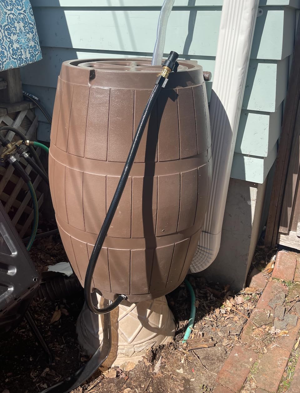 FCMP Outdoor Raincatcher 4000 Rain Barrel, Flat-Back Rainwater Catcher with Spigots, 50 Gallon, Brown - Portable Water Storage Container Tank for Home, Garden, and Backyard customer photo 1