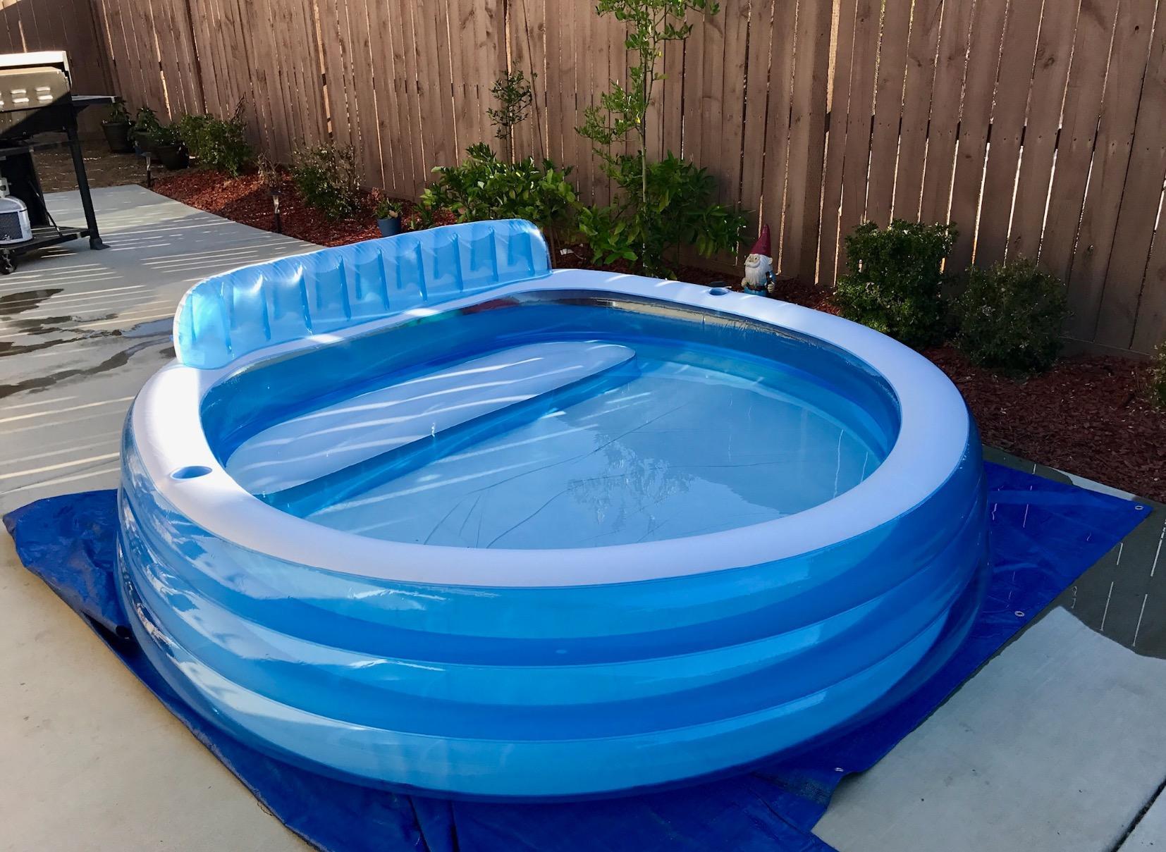 INTEX Round Family Lounge Inflatable Swimming Pool for Kids and Adults | 57190EP - Outdoor Backyard Swim Center with Built-In Bench & Drink Holders, 90in x 86in x 31in customer photo 2