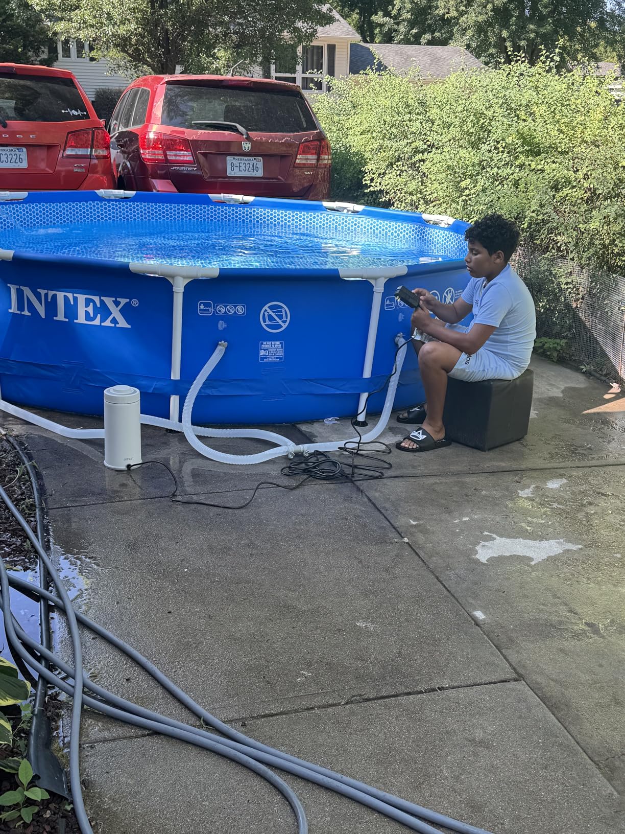 INTEX Metal Frame 12ft x 30in Round Above Ground Swimming Pool Set w/Pump | 28211EH - 530 GPH Cartridge Filter Pump and Type A Filter Cartridge Included customer photo 1