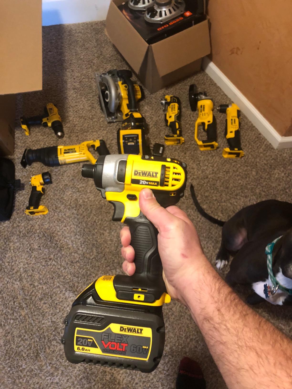 DEWALT 20V MAX Power Tools, 9 Cordless Tool Combo, Impact and Drill Driver, Oscillating Tool, Grinder,Circular and Reciprocating Saw,Right Angle Drill,Speaker,LED Light, 2 Batteries,Charger (DCK940D2) Customer Review DEWALT 20V MAX Power Tools, 9 Cordless Tool Combo, Impact and Drill Driver, Oscillating Tool, Grinder,Circular and Reciprocating Saw,Right Angle Drill,Speaker,LED Light, 2 Batteries,Charger (DCK940D2) - Customer Photo 2