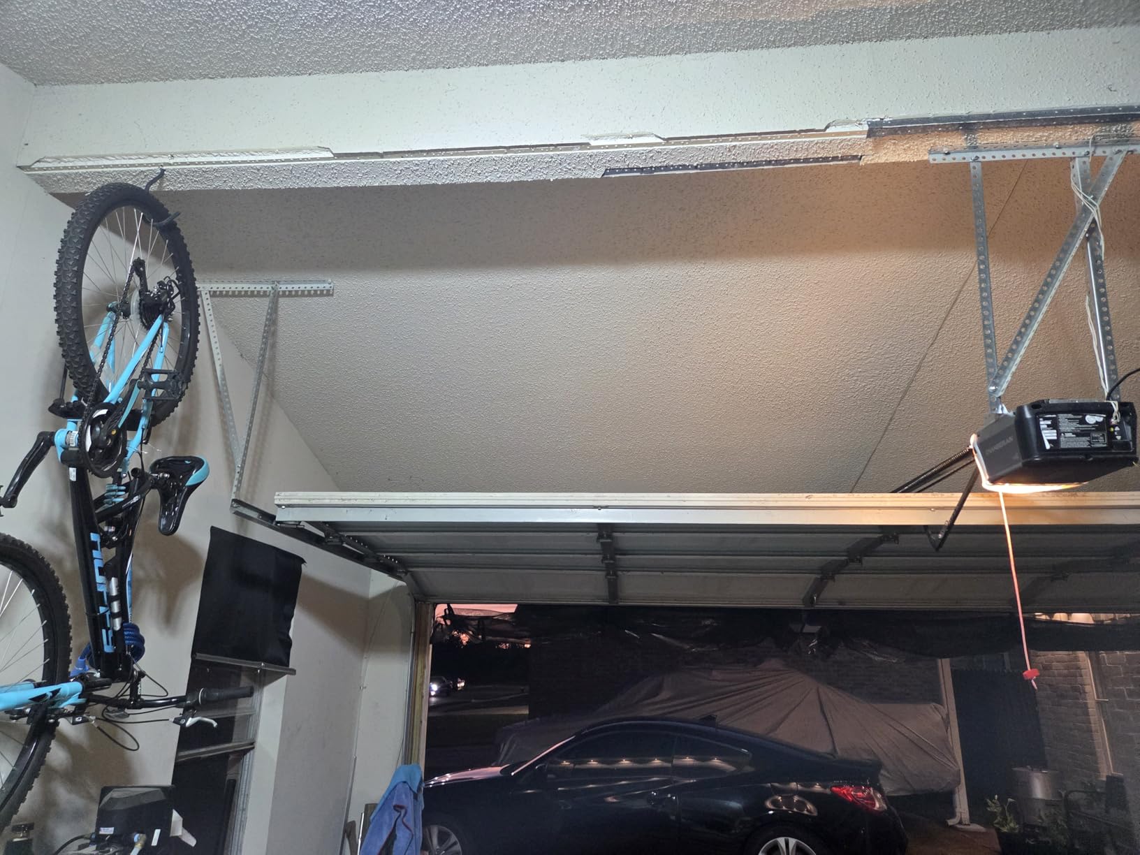 FLEXIMOUNTS 4x8 Overhead Garage Storage Rack, Adjustable Organization System, Heavy-Duty Metal Ceiling Racks, 750lbs Weight Capacity, Black, Classic Series customer photo 2