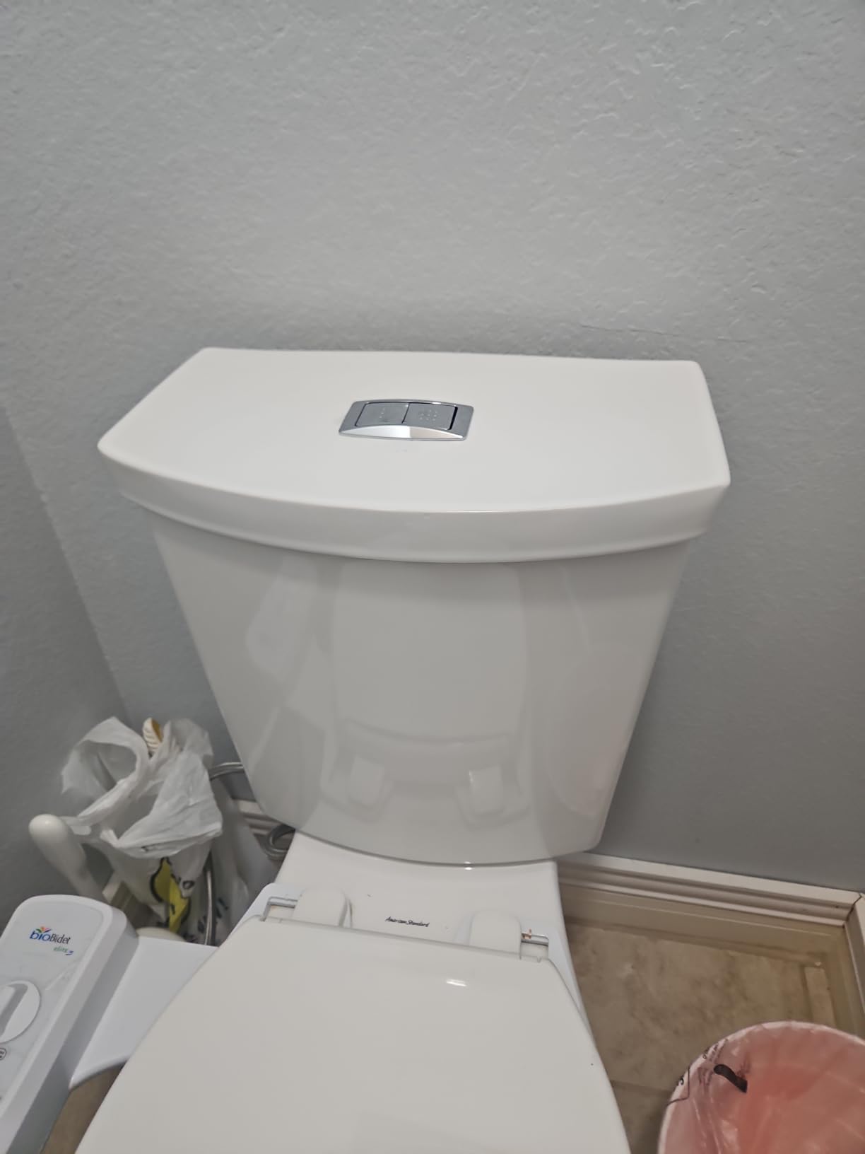 American Standard H2Option Dual Flush 1.28 gpf/4.8 Lpf and 0.92 gpf/3.5 Lpf 12-Inch Rough Tank Customer Review American Standard H2Option Dual Flush 1.28 gpf/4.8 Lpf and 0.92 gpf/3.5 Lpf 12-Inch Rough Tank - Customer Photo 1