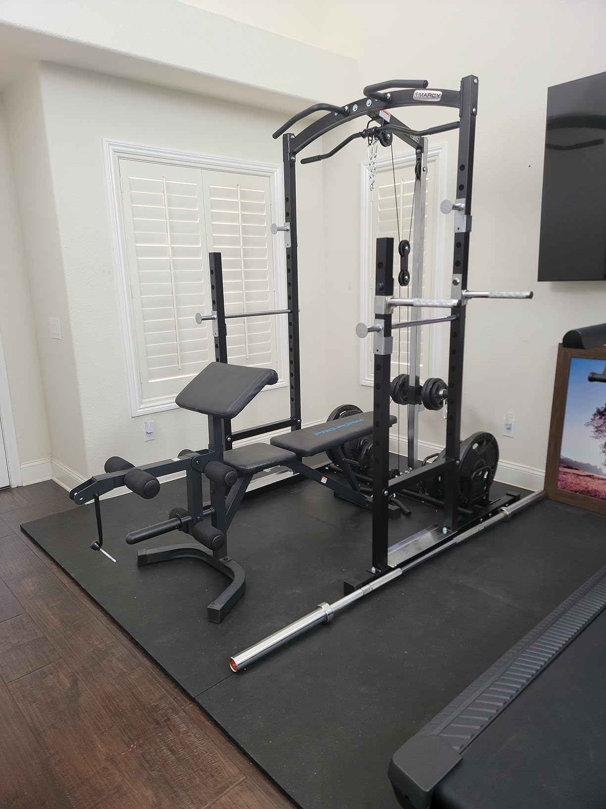 Marcy Strength Training Home Gym Cage with Pulley System for Weightlifting, Bodybuilding, Full Body Workout Equipment for Home Exercise - Customer Photo 1