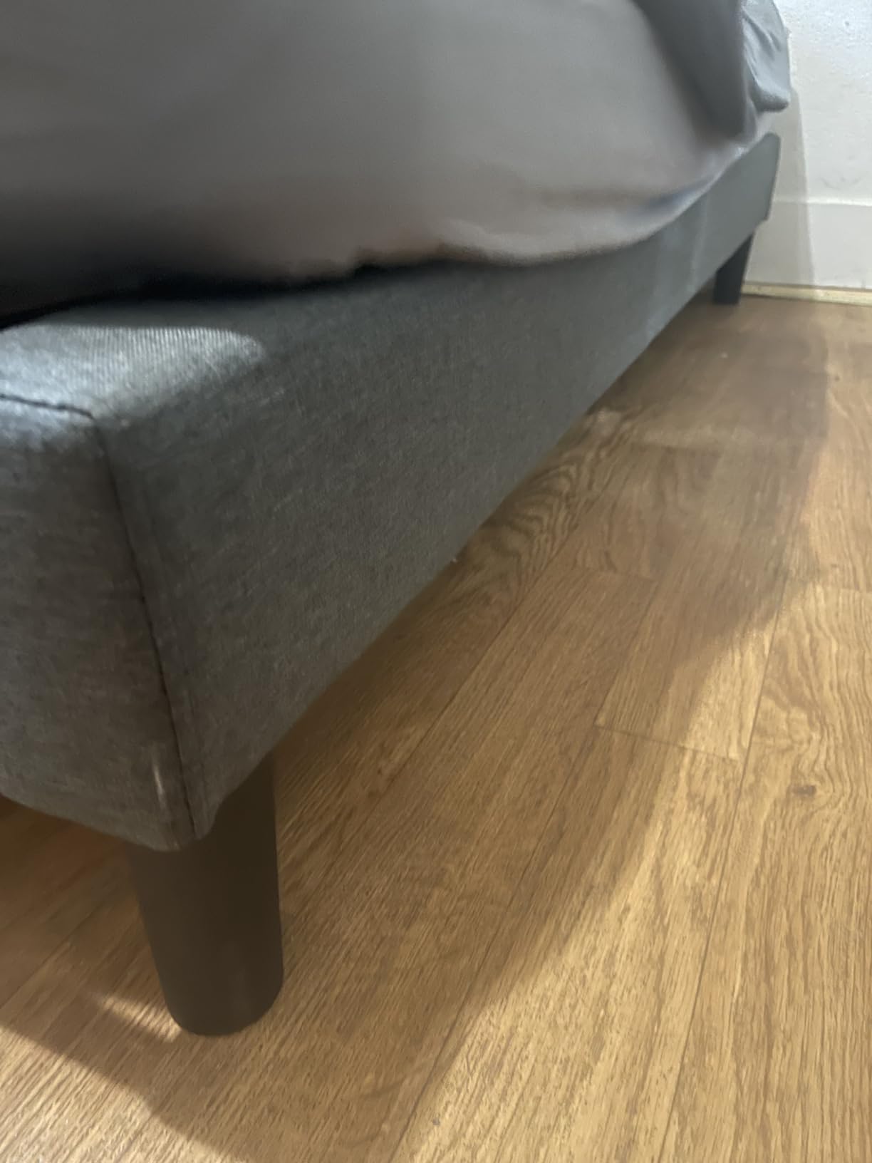 Zinus Dachelle Upholstered Button Tufted Premium Platform Bed, Strong Wood Slat Support, Dark Grey, King - Customer Photo 1