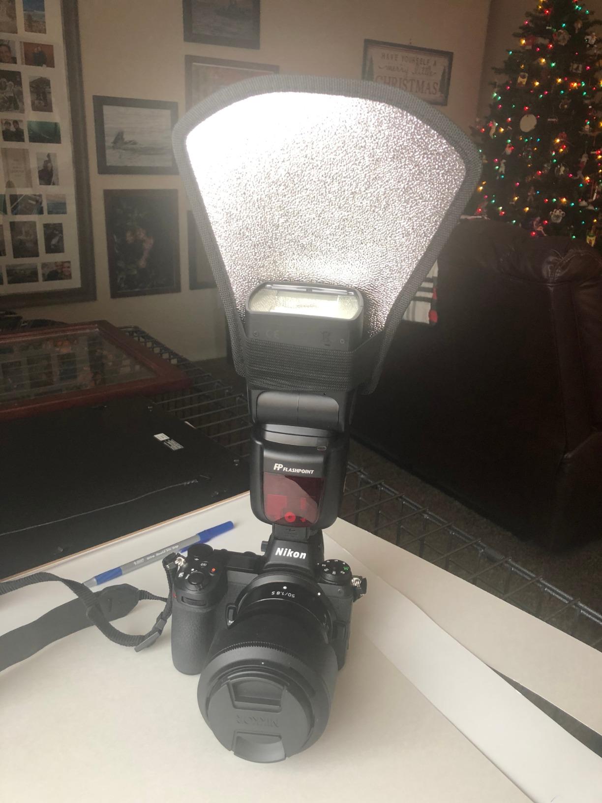waka Flash Diffuser Reflector Kit - Bend Bounce Flash Diffuser+ Silver/White Reflector for Speedlight, Universal Mount for Canon, Nikon, etc. customer photo 2