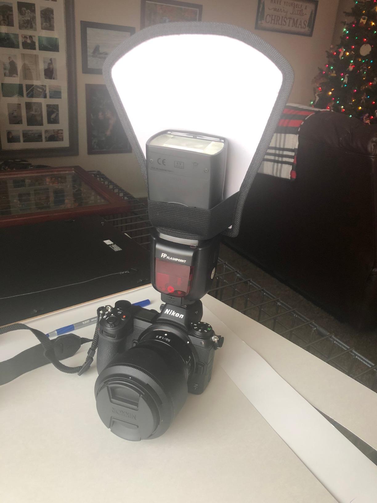 waka Flash Diffuser Reflector Kit - Bend Bounce Flash Diffuser+ Silver/White Reflector for Speedlight, Universal Mount for Canon, Nikon, etc. - Customer Photo 4