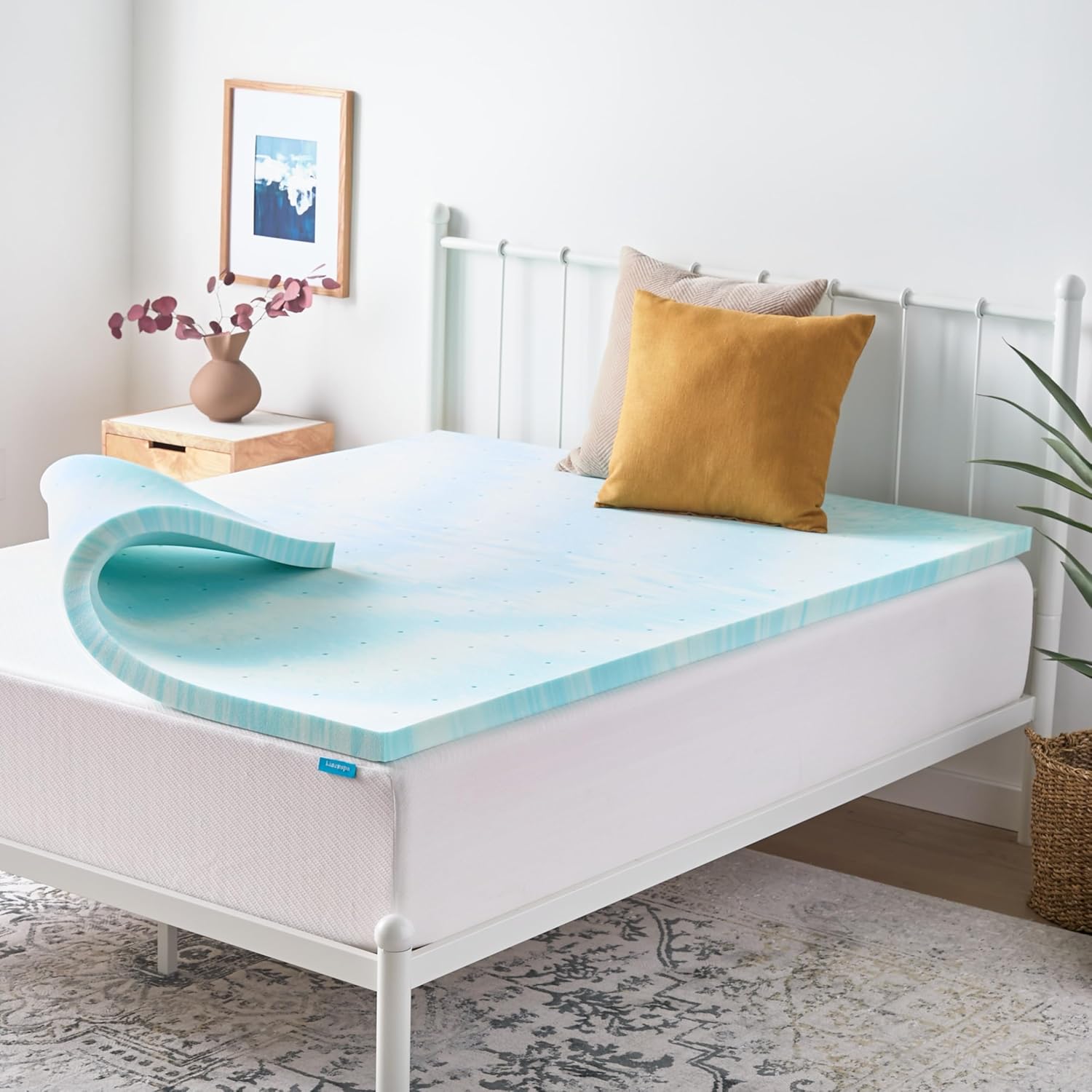 LINENSPA Memory Foam Mattress Topper - 2 Inch Gel Infused Memory Foam - Plush Feel - Cooling and Pressure Relieving - CertiPUR Certified - Dorm Room Essentials - Queen Size - Customer Photo 1