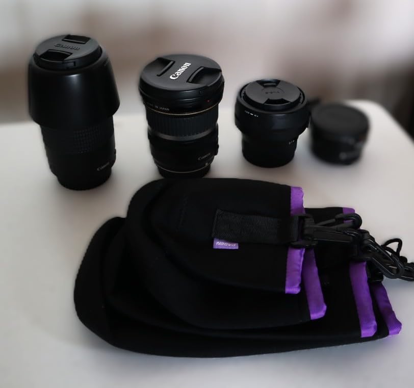 CADeN Lens Pouch Set 4 Pack - Thick Protective Neoprene Pouch for DSLR Lens, Compatible with Canon, Nikon, Sony, Pentax, Olympus (Small, Medium, Large, X Large) - Customer Photo 1