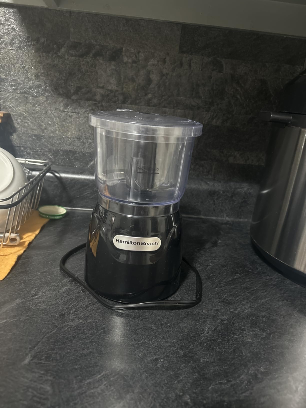 Hamilton Beach Electric Vegetable Chopper & Mini Food Processor, 3-Cup, 350 Watts, for Dicing, Mincing, and Puree, Black (72850) Customer Review Hamilton Beach Electric Vegetable Chopper & Mini Food Processor, 3-Cup, 350 Watts, for Dicing, Mincing, and Puree, Black (72850) - Customer Photo 1