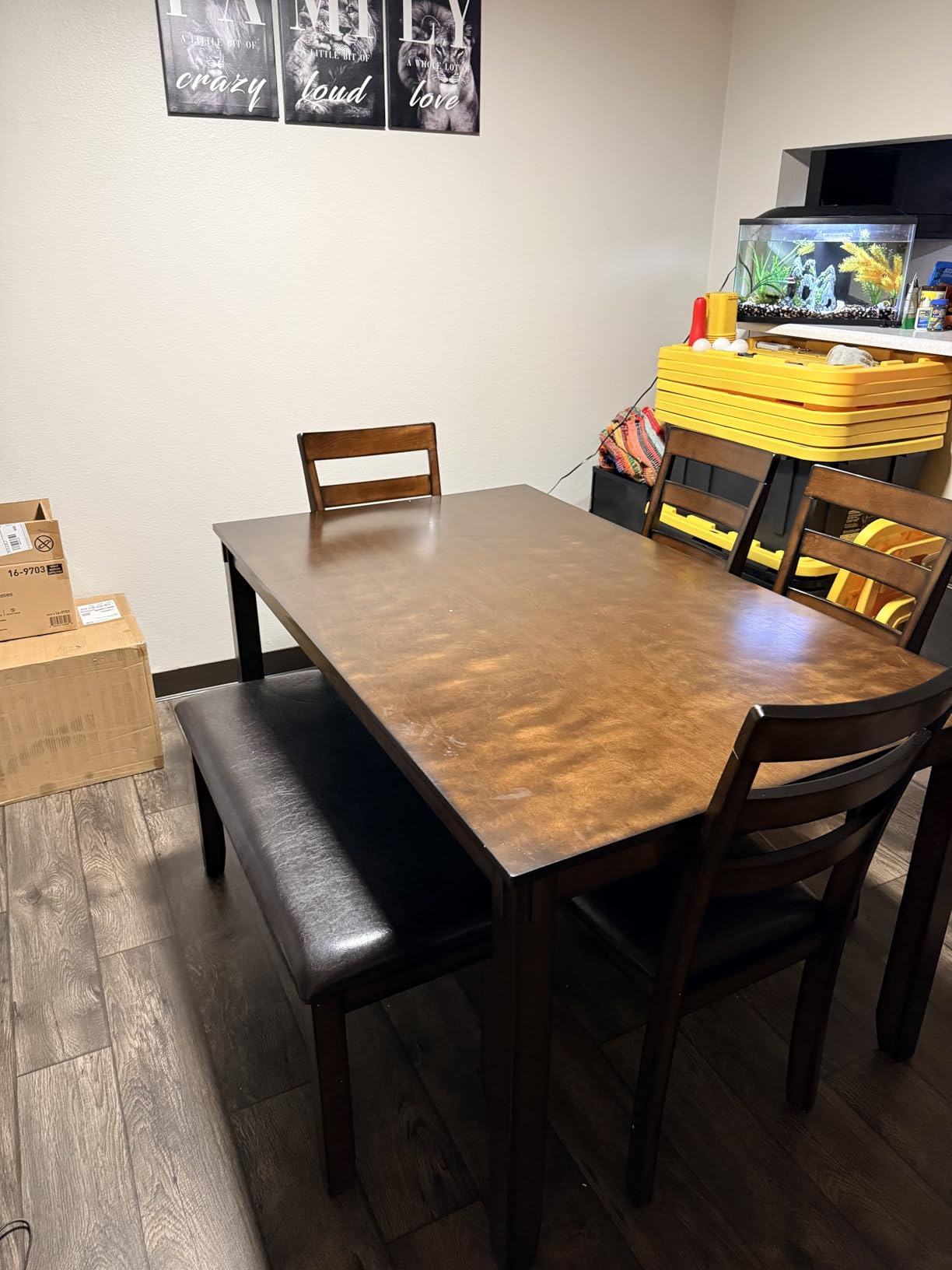 Signature Design by Ashley Bennox Dining Room Table and Chairs with Bench (Set of 6), Brown Customer Review Signature Design by Ashley Bennox Dining Room Table and Chairs with Bench (Set of 6), Brown - Customer Photo 4