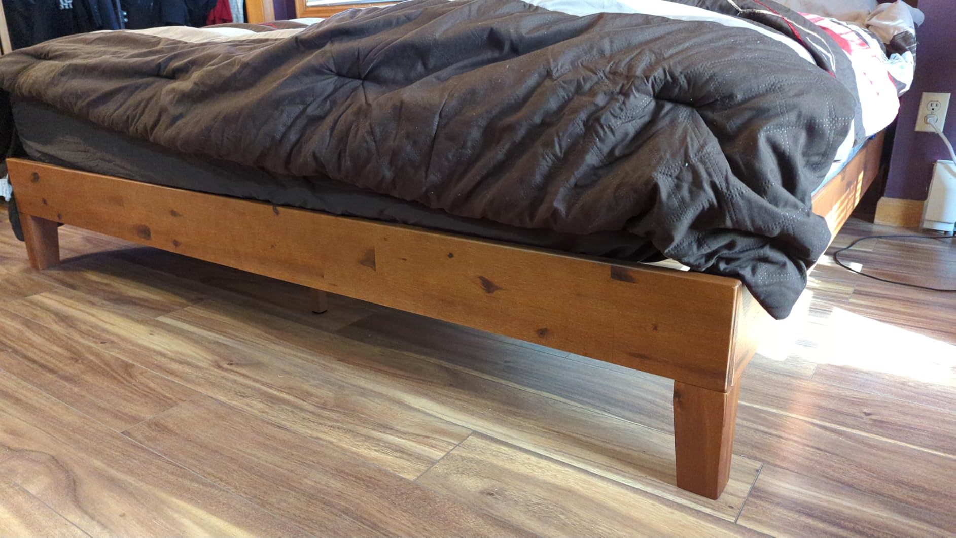 Zinus 12 Inch Deluxe Solid Wood Platform Bed with Headboard, No Box Spring Needed, Wood Slat Support, Antique Espresso Finish, Queen - Customer Photo 2