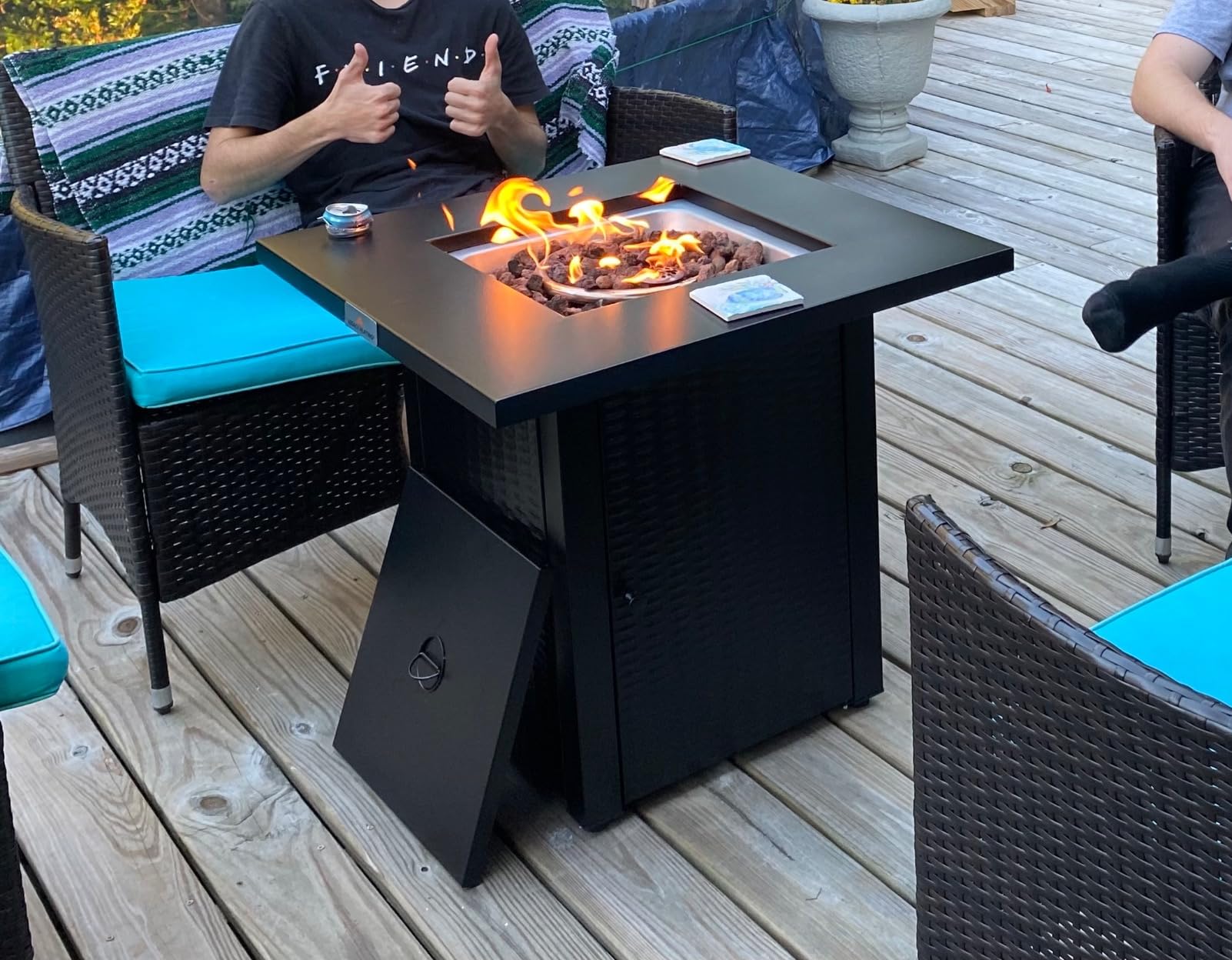 LEGACY HEATING 28in Gas Fire Pit Table, Outdoor Firepit, Black customer photo 1