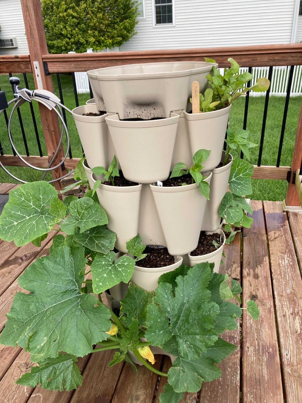 Greenstalk Patented Large 5 Tier Vertical Garden Planter with Patented Internal Watering System Great for Growing a Variety of Strawberries, Vegetables, Herbs, & Flowers (Stunning Stone) customer photo 1